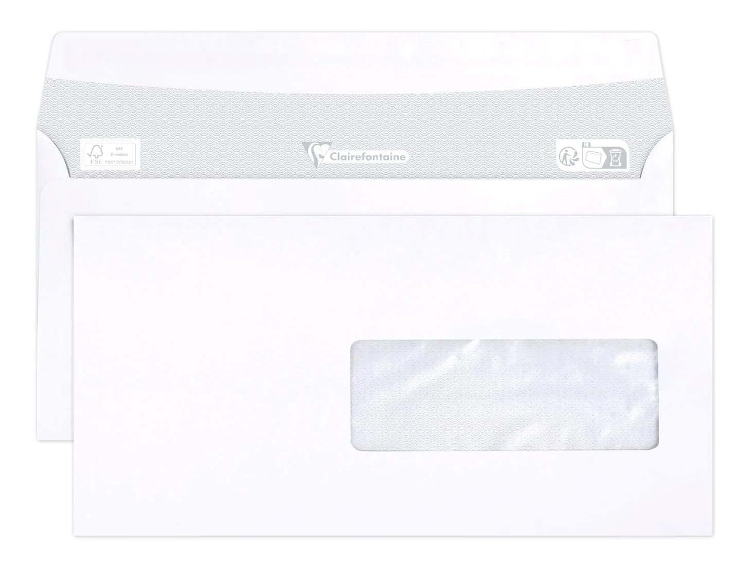 Clairefontaine 10619C - Conf. 500 buste C6 114x229 mm bianco 80g/m²