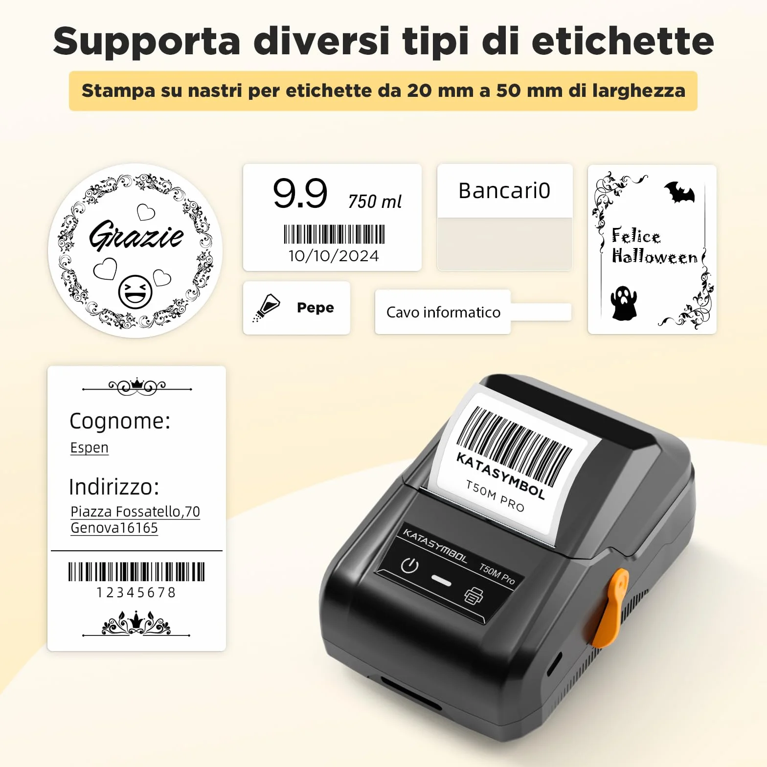 SUPVAN T50M Pro Etichettatrice Bluetooth Nastro 30 Caratteri 700 Icone senza Inchiostro