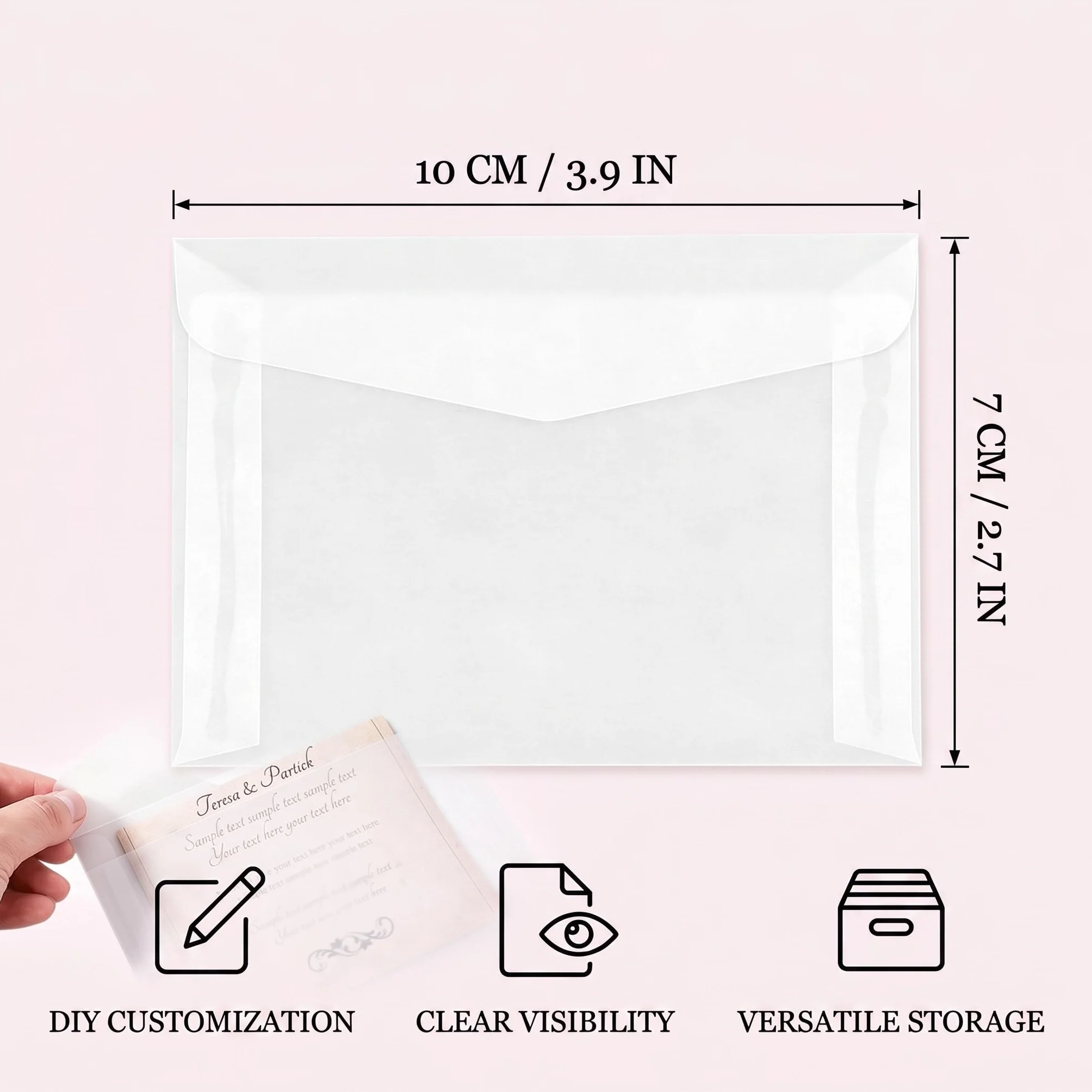 Buste da Lettera Trasparenti Mini 10x7 cm, 30 Pezzi per Inviti e Biglietti