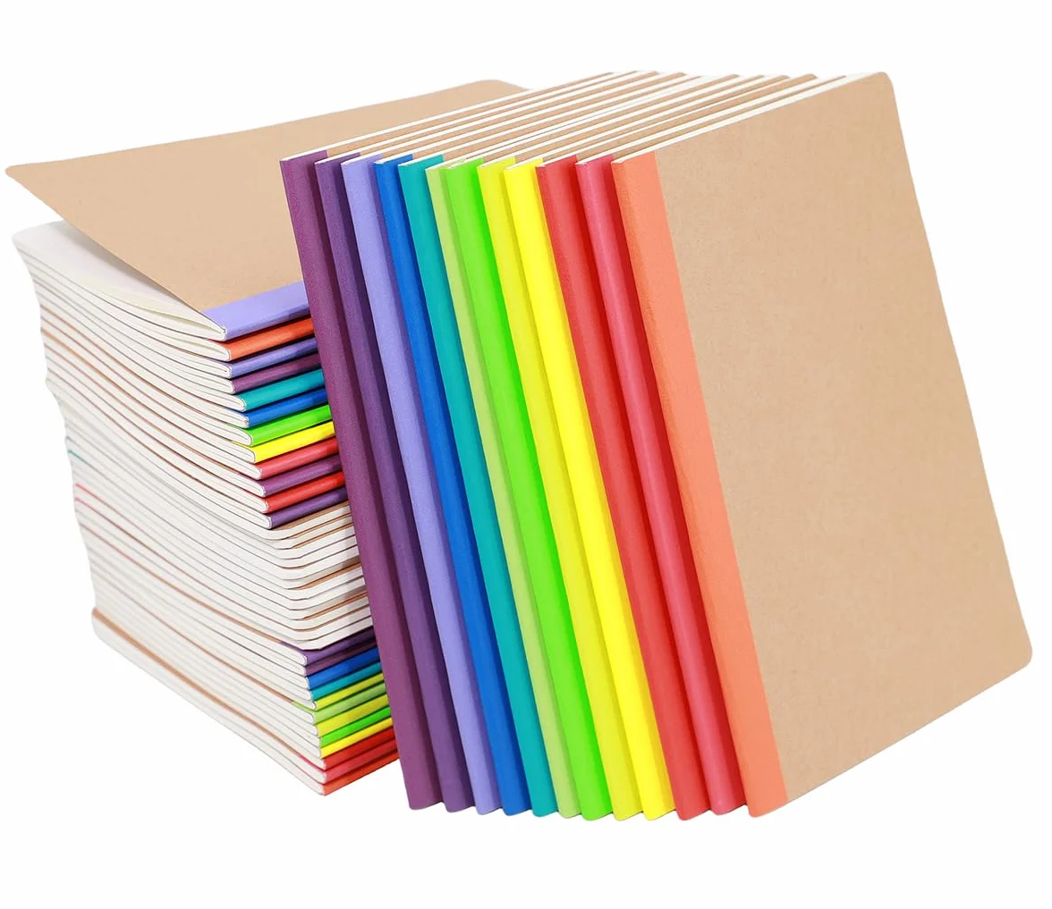 Confezione da 48 quaderni A5 a righe, in carta spessa, 60 pagine, 30 fogli, 21,1 x 14 cm