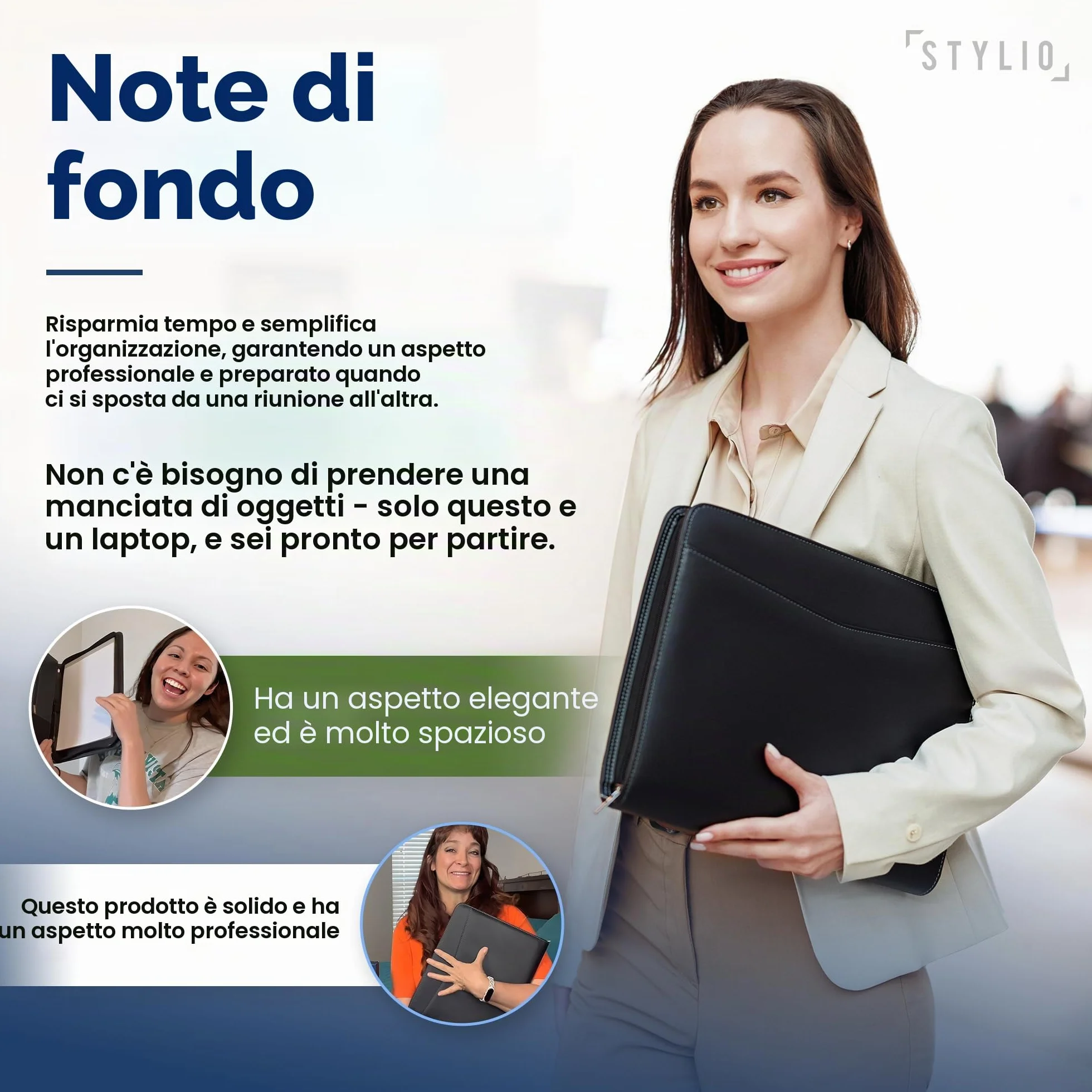 STYLIO A4 Cartella Conferenze con Cerniera Raccoglitore Portadocumenti Organizzatore per Quaderno Smartphone iPad Tablet fino a 11 pollici Chiavi Blocco Note