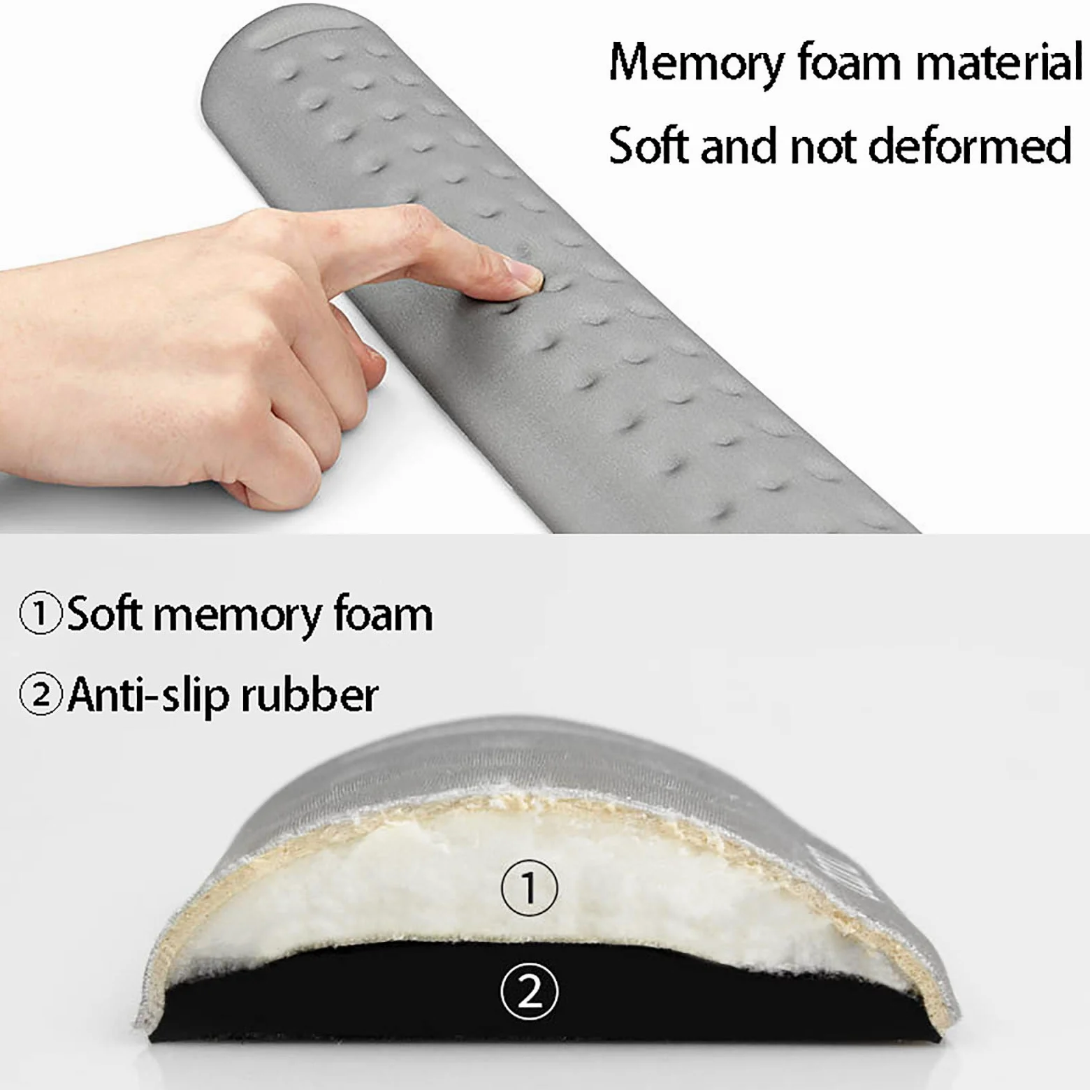 Tappetino poggiapolso per Tastiera, Tappetino per Il Polso, in Gomma Antiscivolo con Memory Foam per casa,Ufficio,Lavoro e Gioco