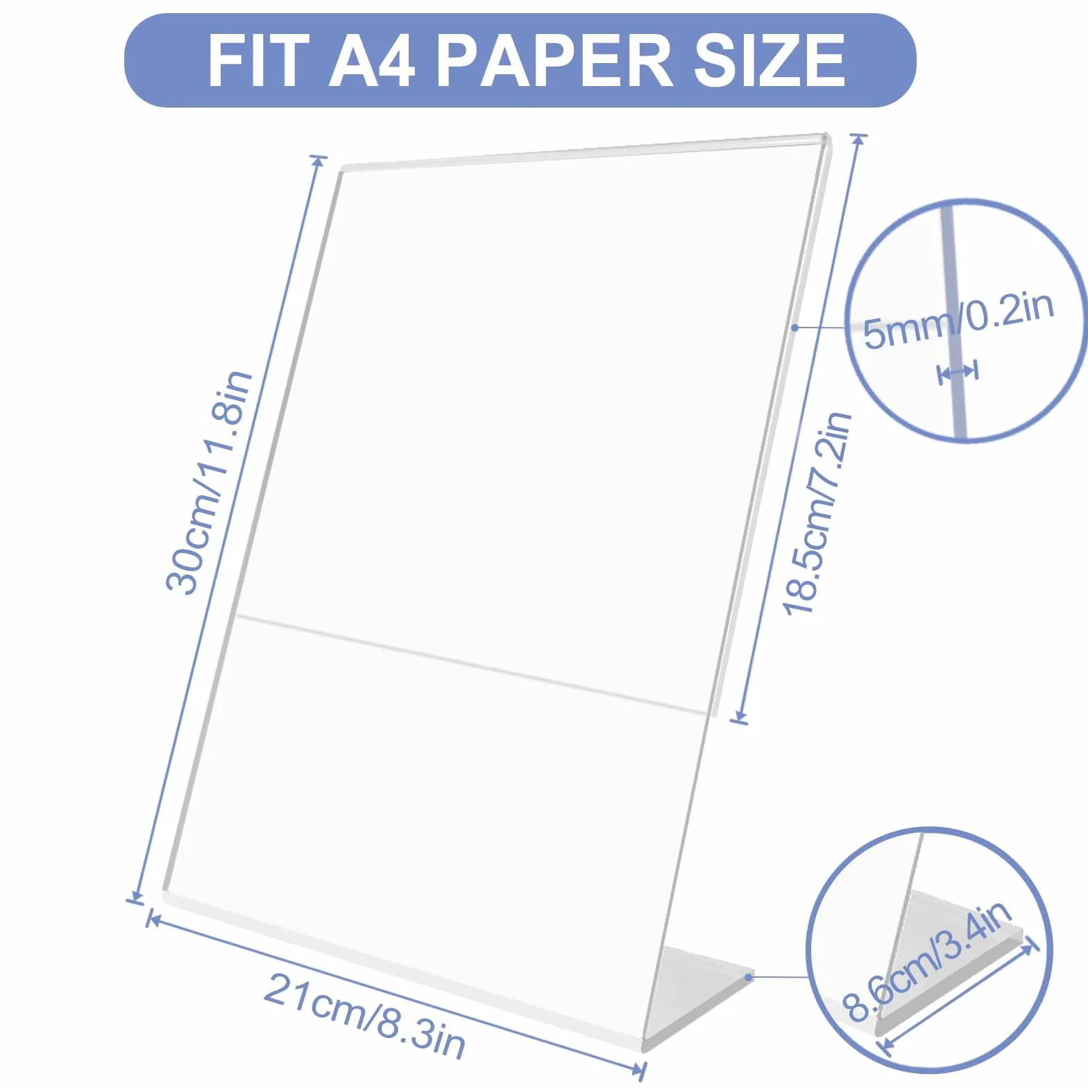 Flow fire Set di Espositore, Espositore Pubblicitario Forma di L, Acrilico Trasparente Cavalletto da Tavolo, Supporto per Menu (A4-L-5)