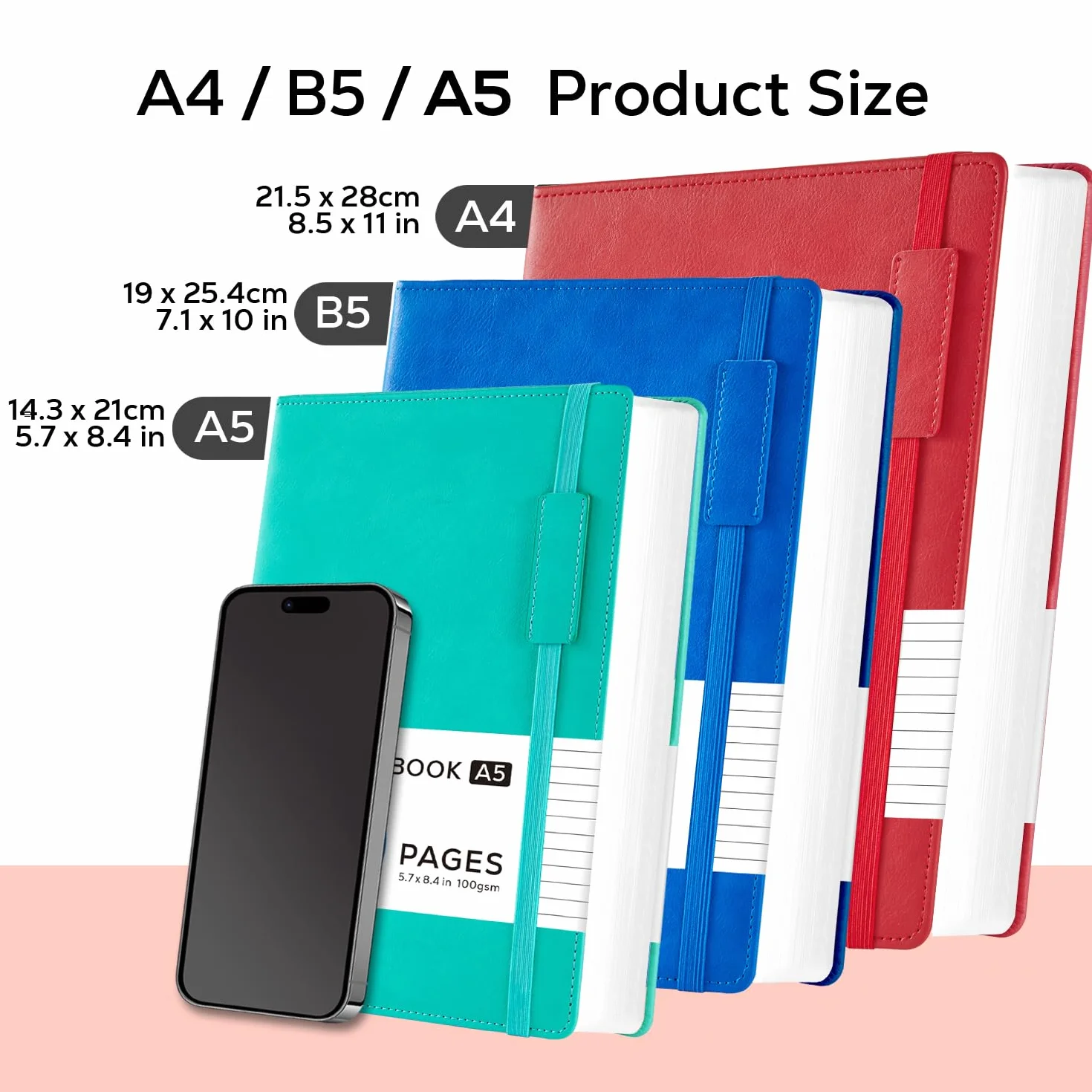 NIRMIRO Taccuino a righe A4 Copertina Rigida Blocco Note 320 Pagine Carta 100 g/m² 21,5 x