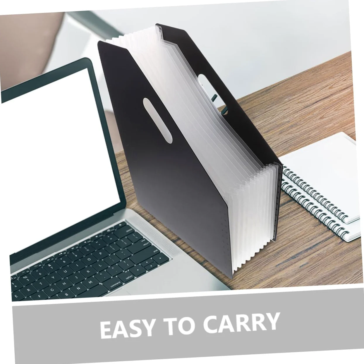 Organizzatore Documenti a Fisarmonica in Plastica Nero 2 Pezzi | Porta Documenti Verticale, Cartelline Ufficio, per Desktop e Trasporto