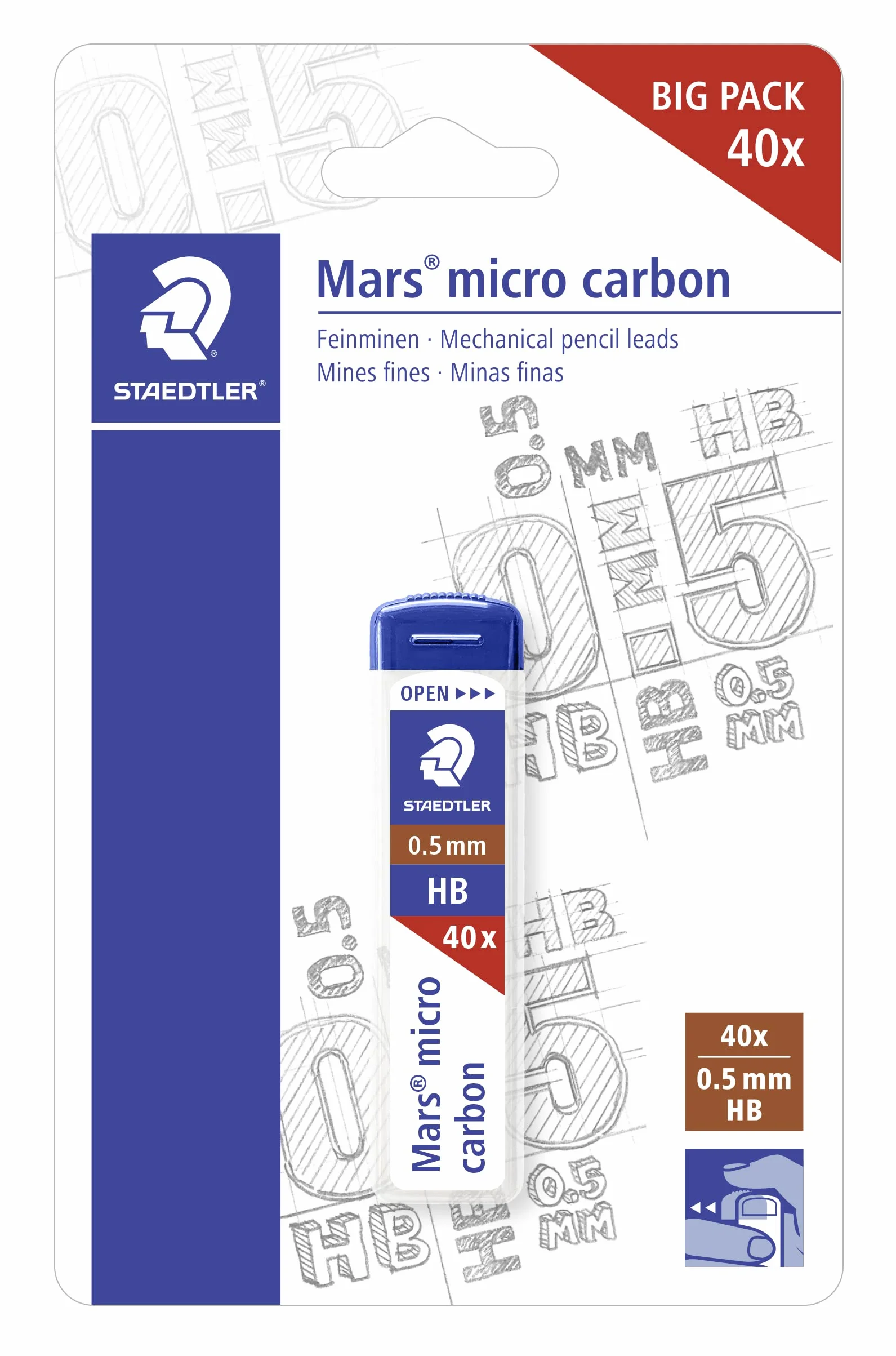 Staedtler Mars Set di Mine 0.5 HB, 40 Pezzi Ricariche per Portamine