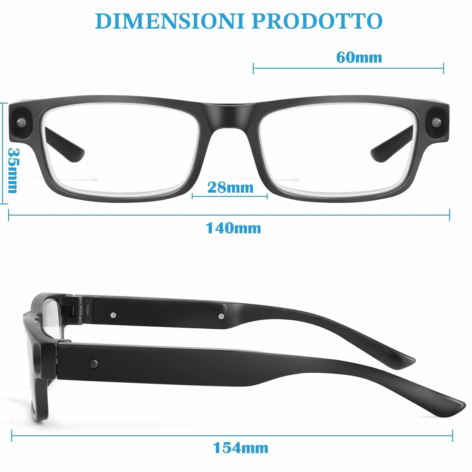 Occhiali di Ingrandimento con Luce LED Ricaricabili USB 300% a Mani Libere per Lettura Hobby