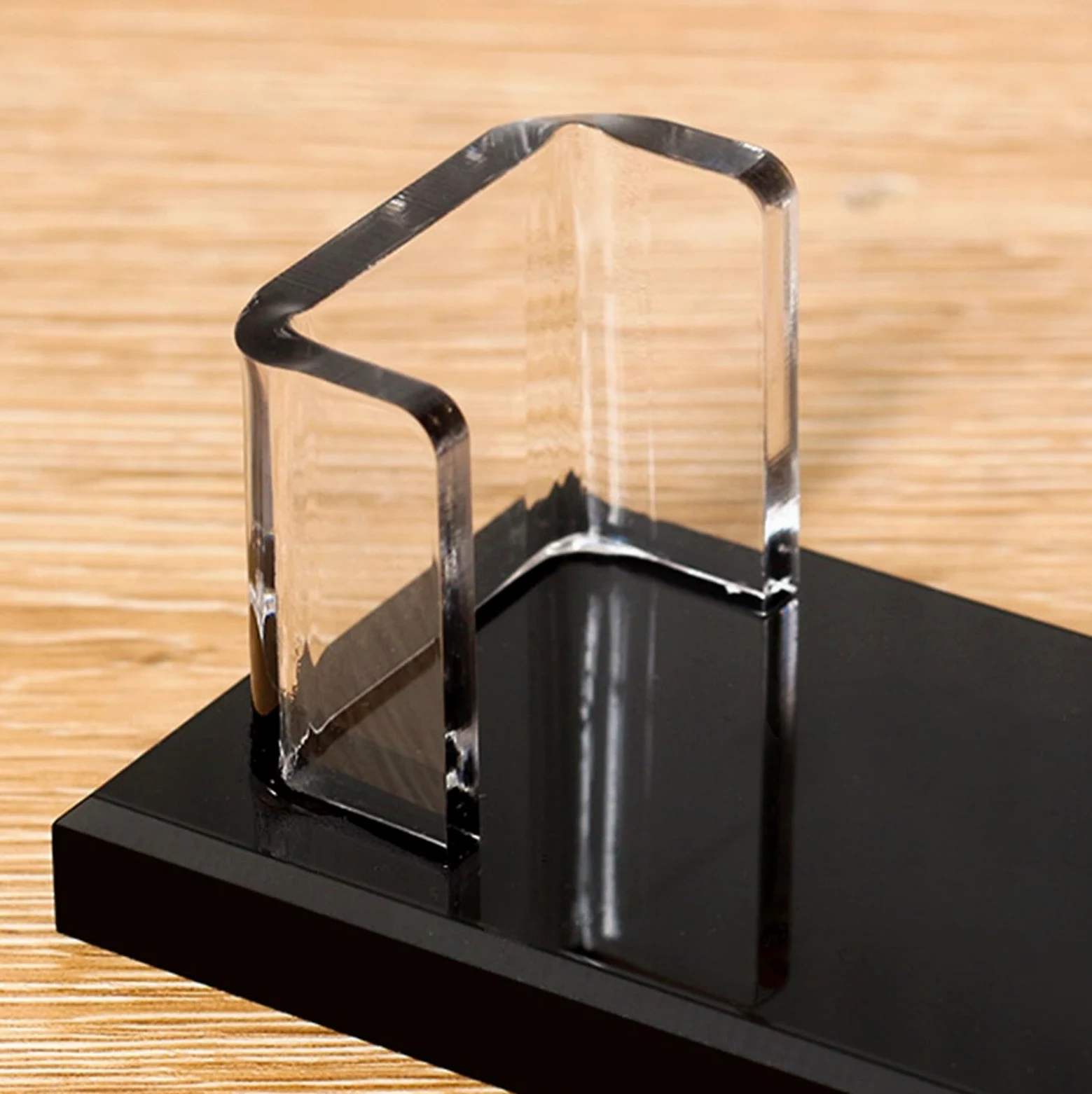 Porta Biglietti da Visita Trasparente da Tavolo per Esposizione in Ufficio e in casa, Facile Accesso, Porta Biglietti da Visita Professionale (Nero 11,5x4,8x3 cm)