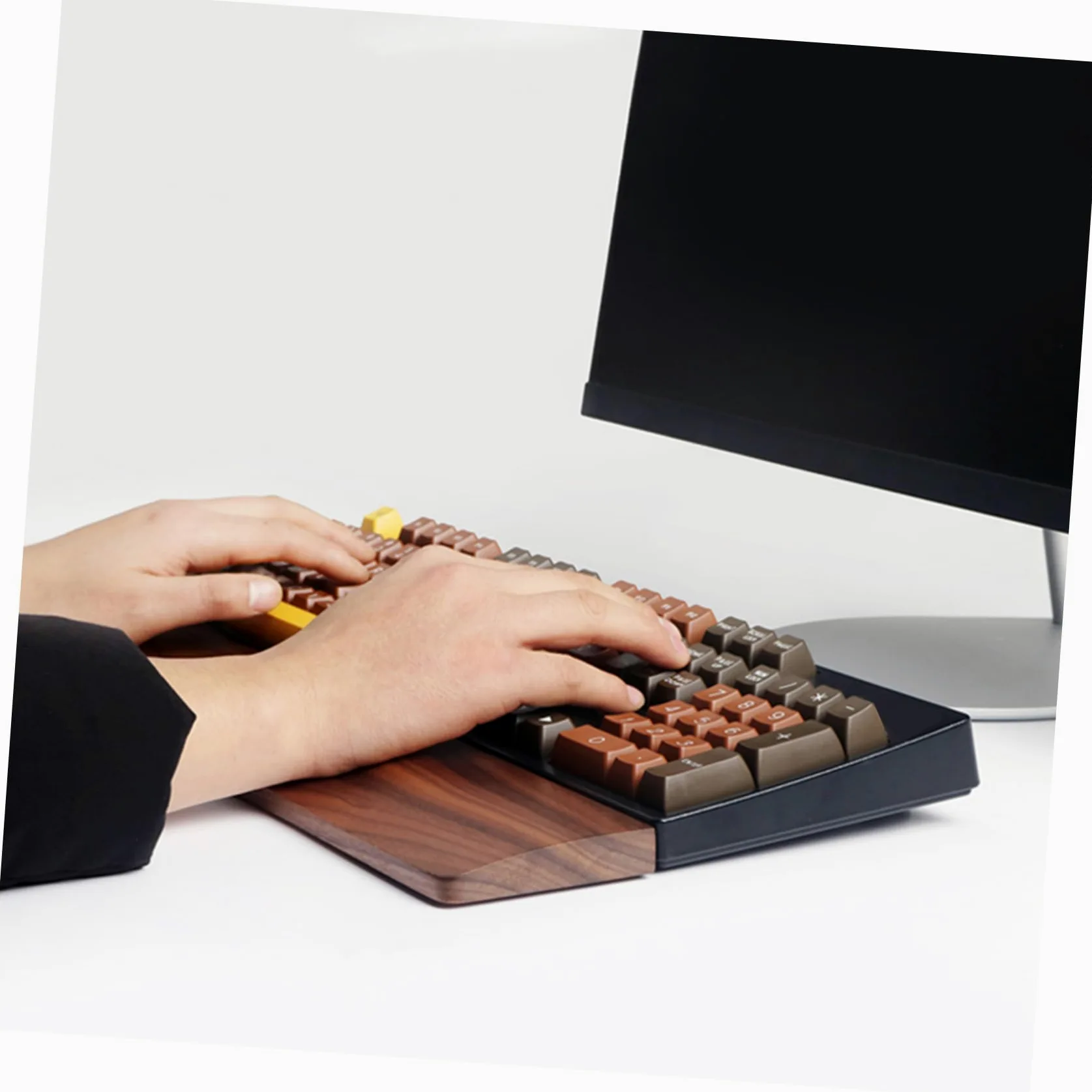 Mobestech Poggiapolsi in Legno Per Tastiera Poggiapolsi Per Computer Design Ergonomico Supporto Per Polso in Legno Massello Texture Naturale Allevia Affaticamento e Dolori Da Digitazione