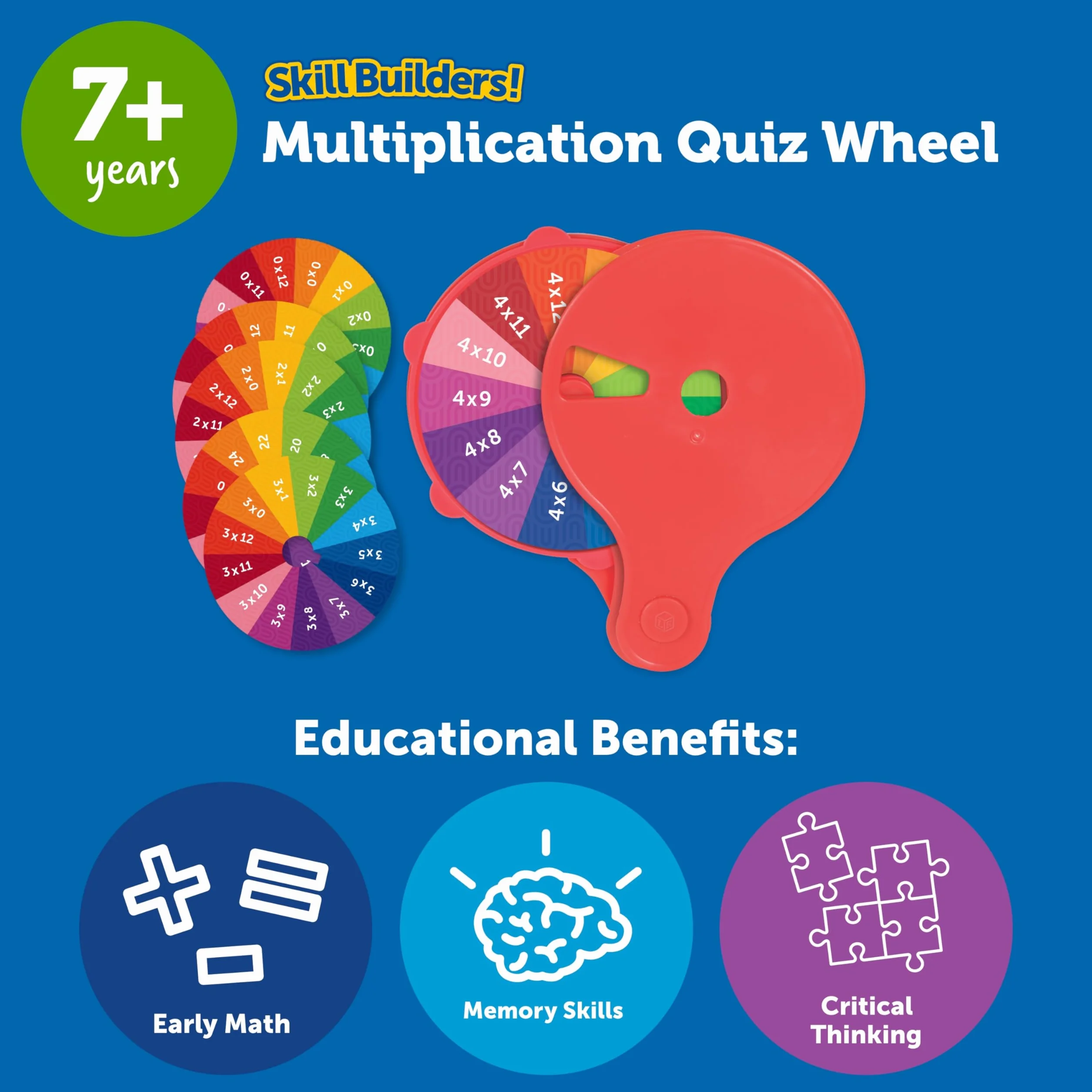 Learning Resources Ruota Quiz Moltiplicazioni LER3792 Tabelline 0–12 Gioco Matematico da 7 Anni
