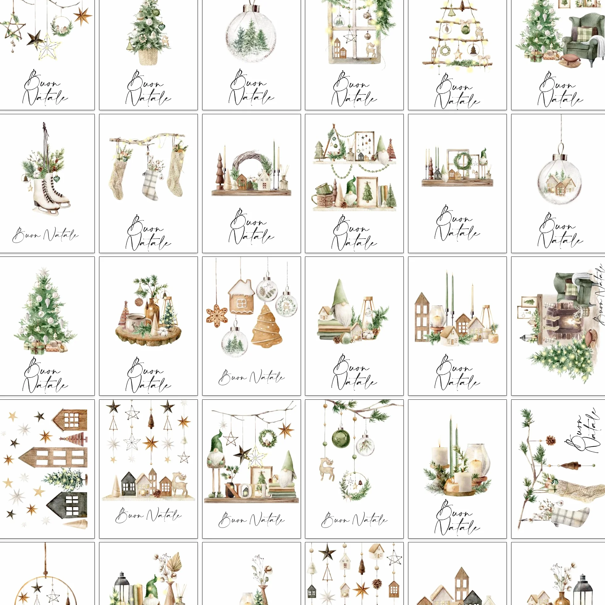 Biglietti natalizi italiani A6 con buste kraft riciclate – Set 30 pezzi