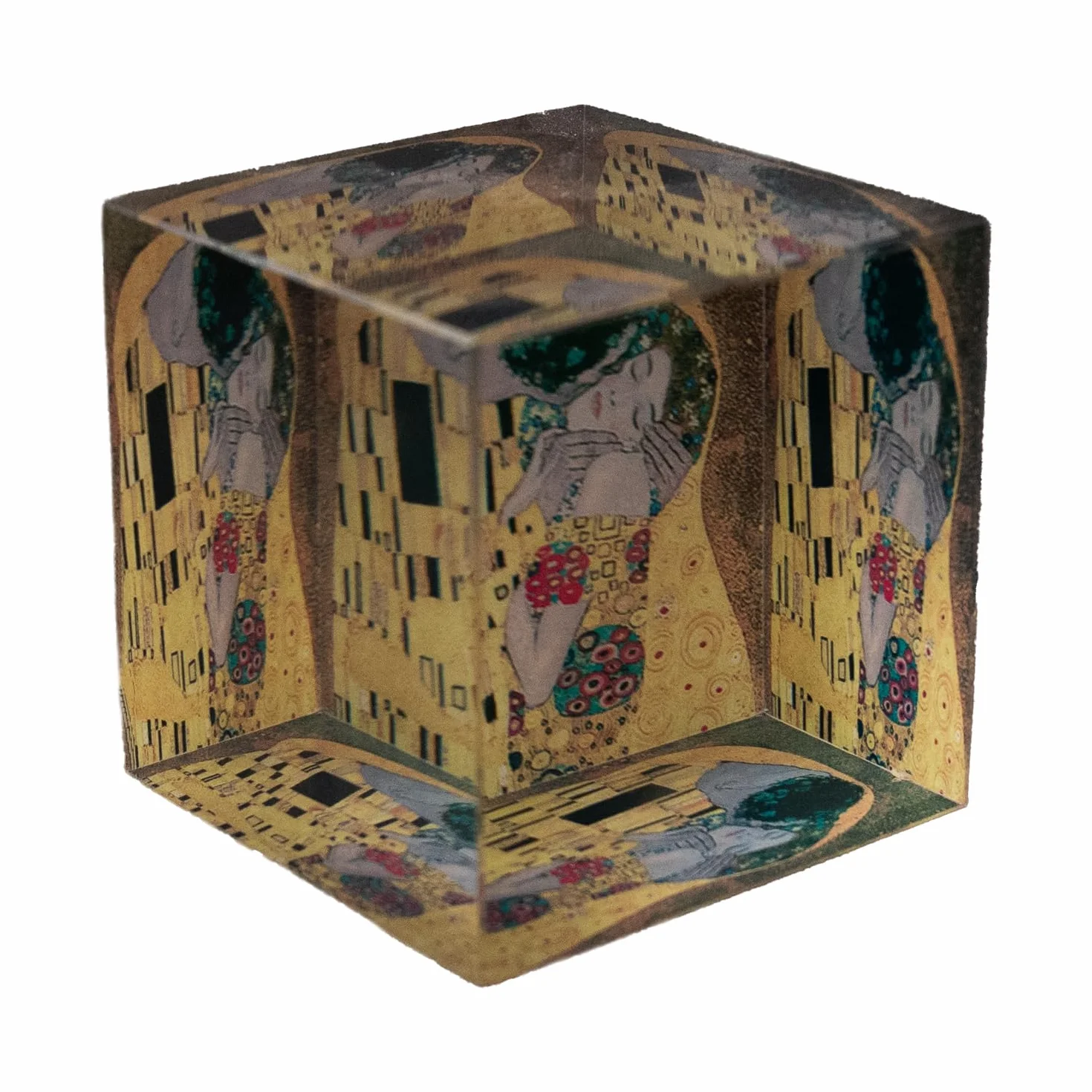 Fermacarte rettangolare in vetro KLIMT - Il bacio 6 x 6 cm