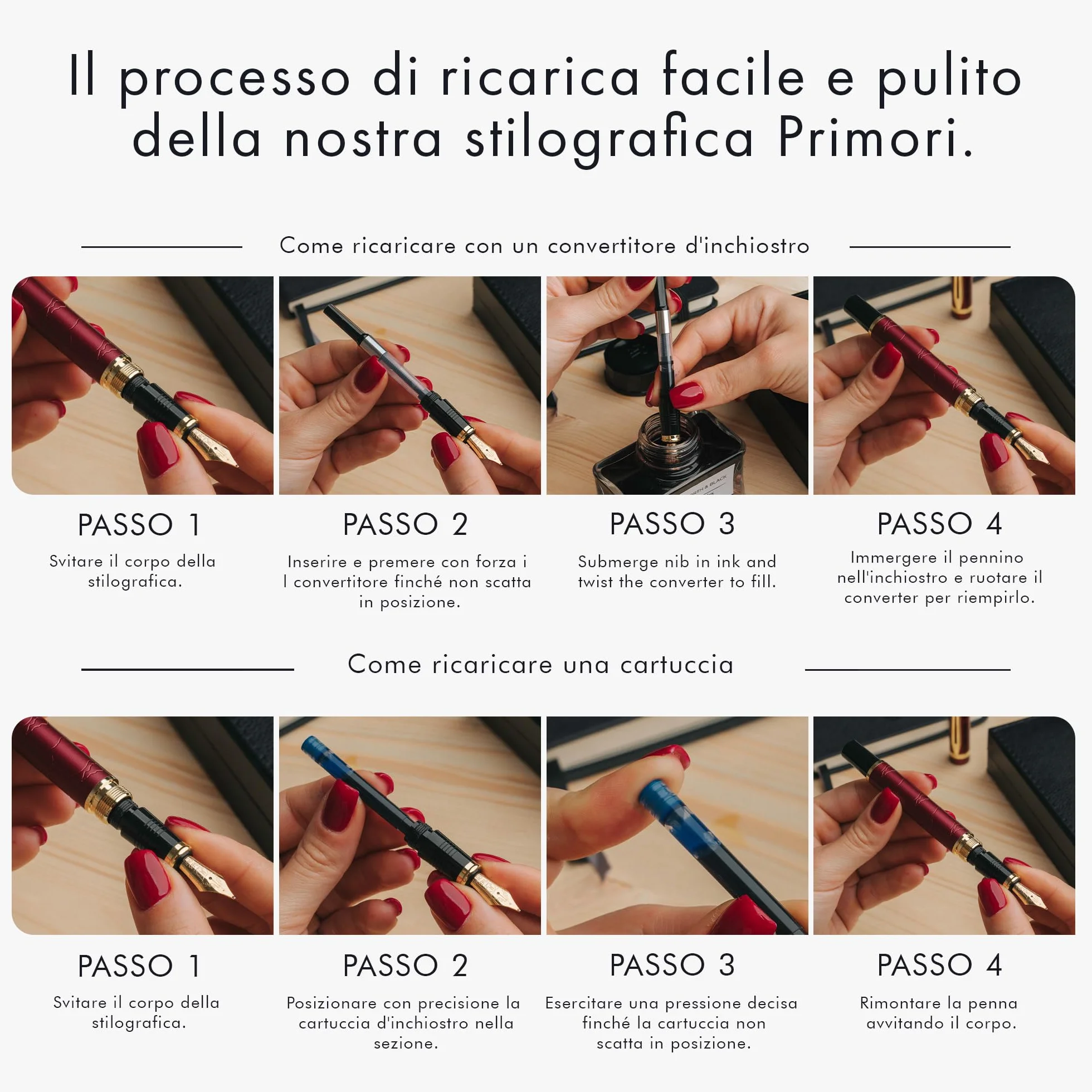 Wordsworth & Black Set di penne stilografiche Primori [Oro Blu]; pennino medio, scatola regalo, 24 cartucce di inchiostro, convertitore di ricarica, manuale; agenda, set calligrafia