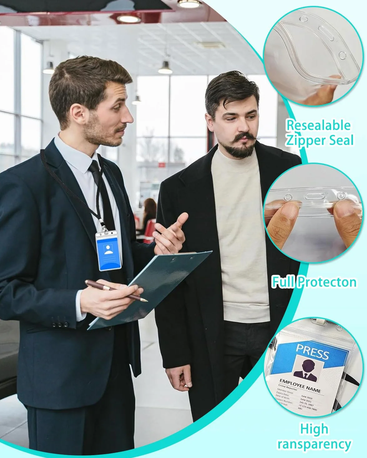 DAFNE 8 Pezzi Porta Badge Verticale in Plastica Impermeabile Custodia Trasparente per Tessere Identificazione