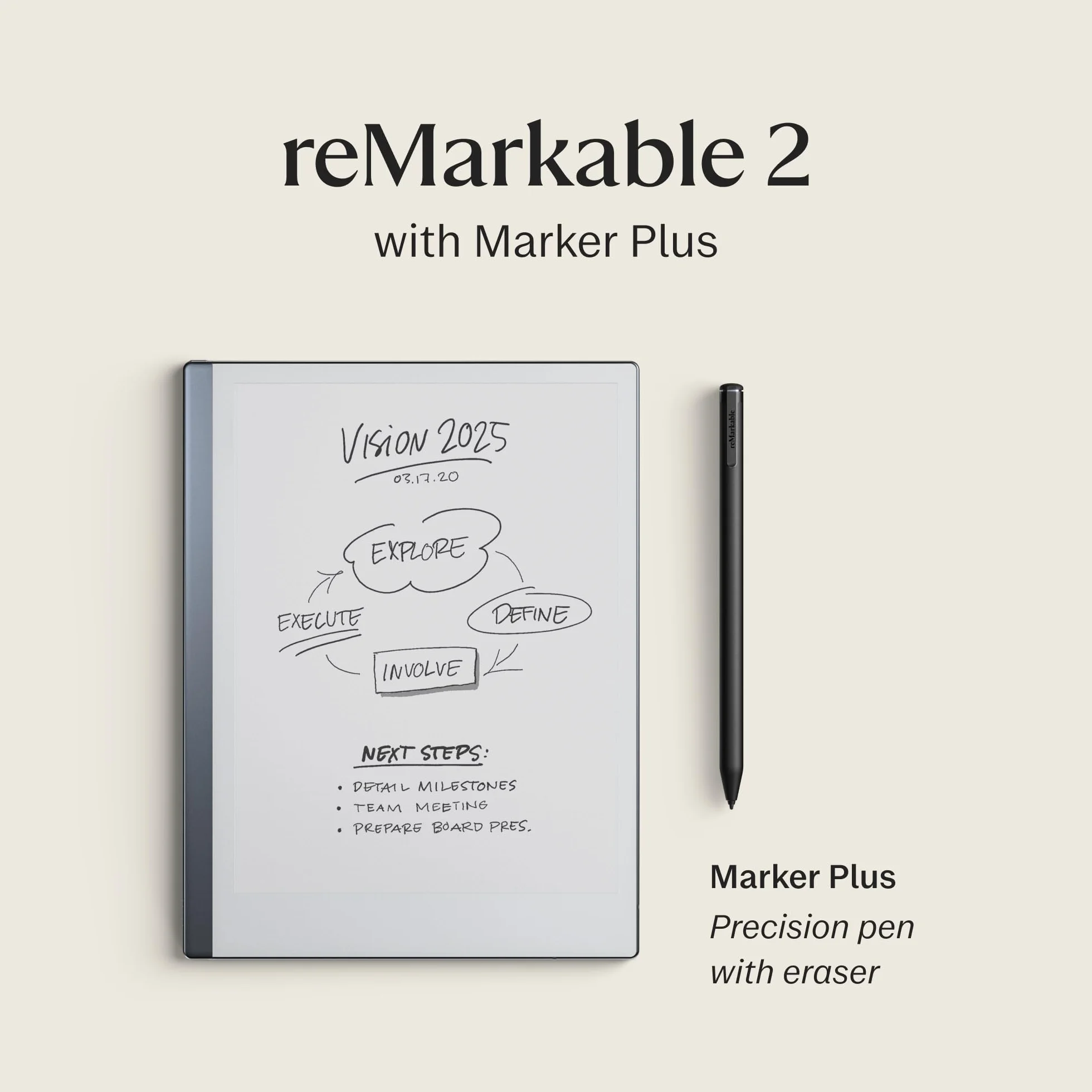 reMarkable Pacchetto Essenziale 2 | Tablet a Inchiostro Elettronico - Display 10,3" Bianco e Nero + Pennino Marker Plus con Gomma Integrata