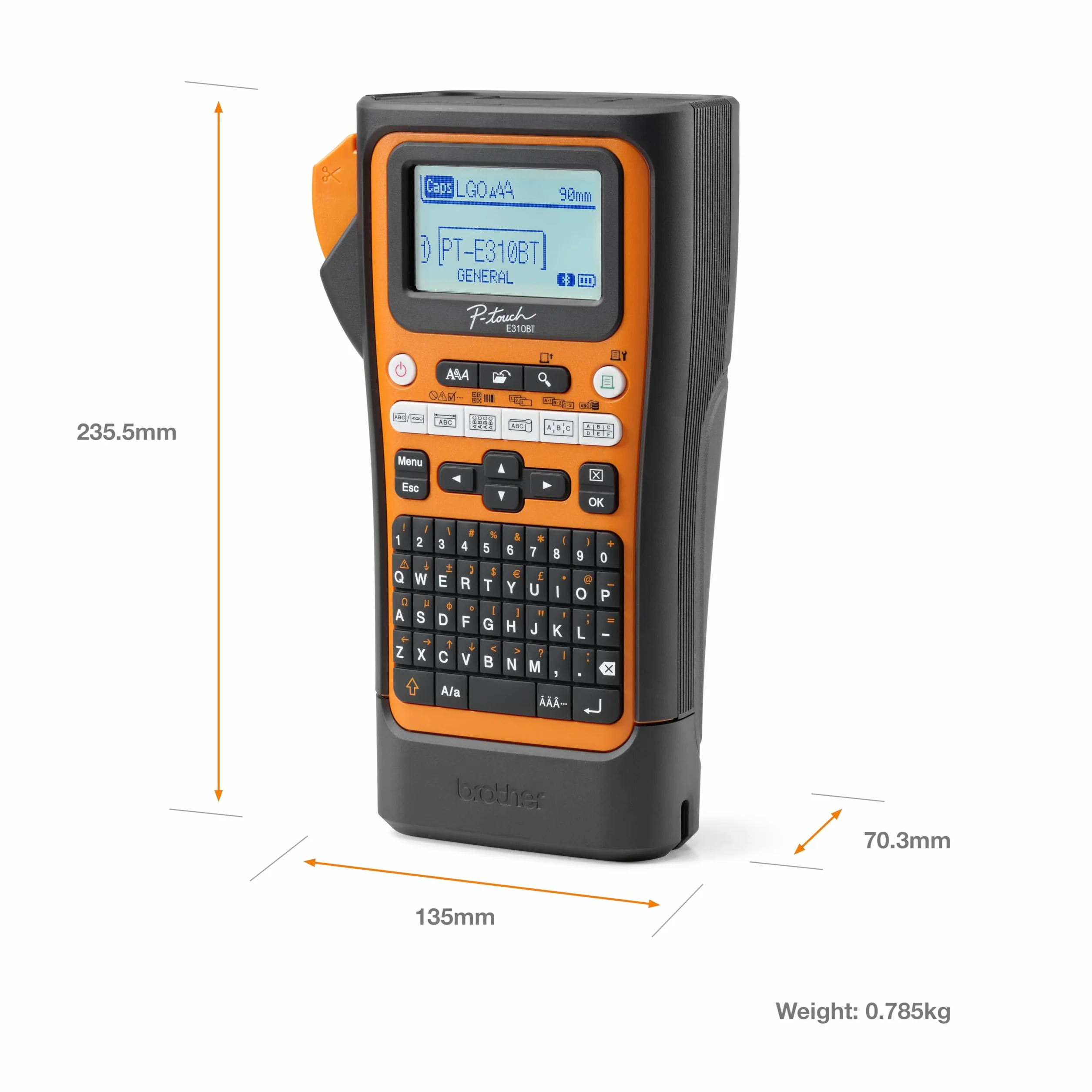 Brother PT-E310BTVP Etichettatrice Palmare Professionale Tastiera QWERTY Display LCD Nastri TZE 18 mm Valigetta Alimentatore