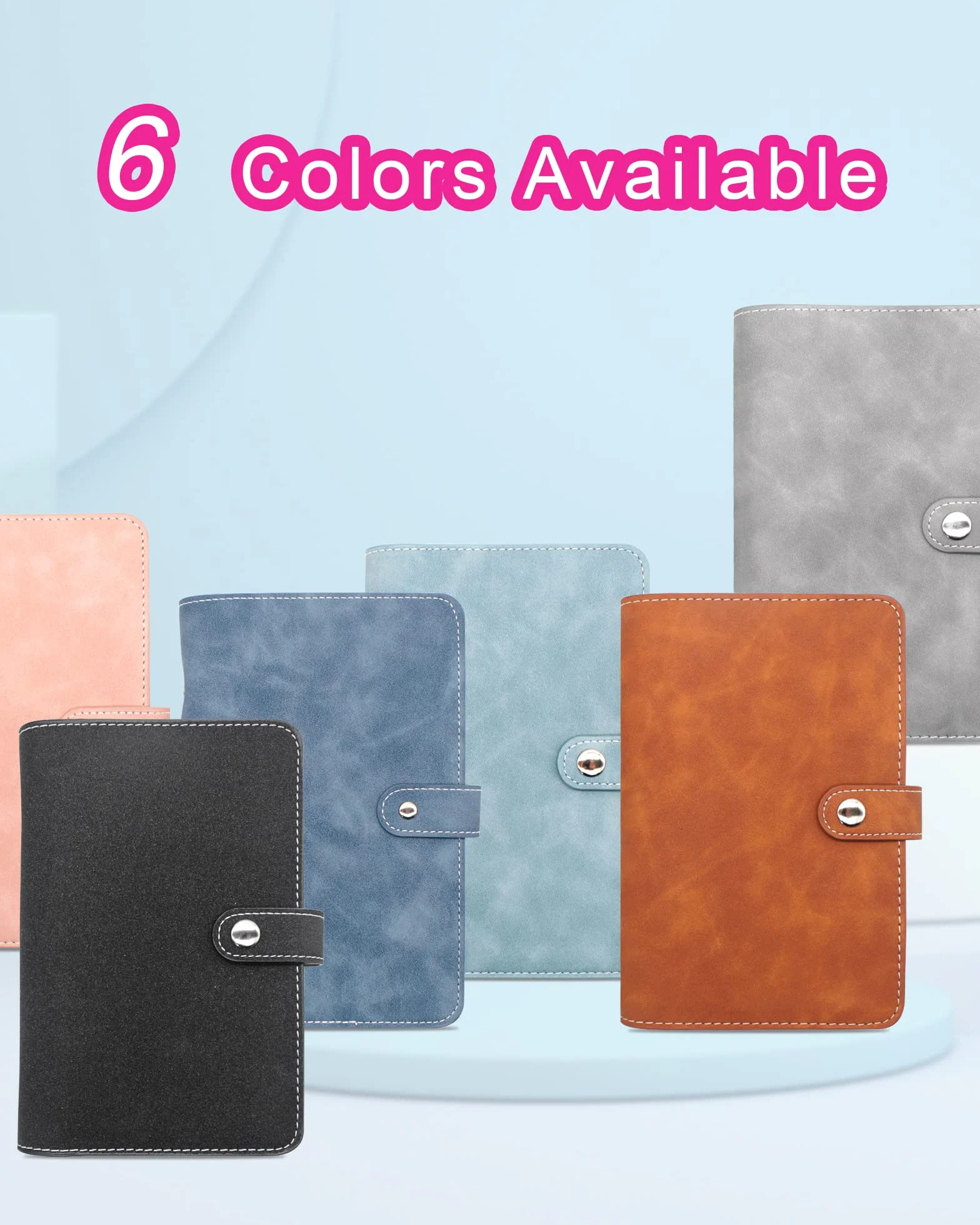 JEJA Agenda A6 con Buste Porta Soldi, Raccoglitore bilancio con Foglio Spese, Buste Trasparenti a Cerniera, Etichette Colorate (Nero)