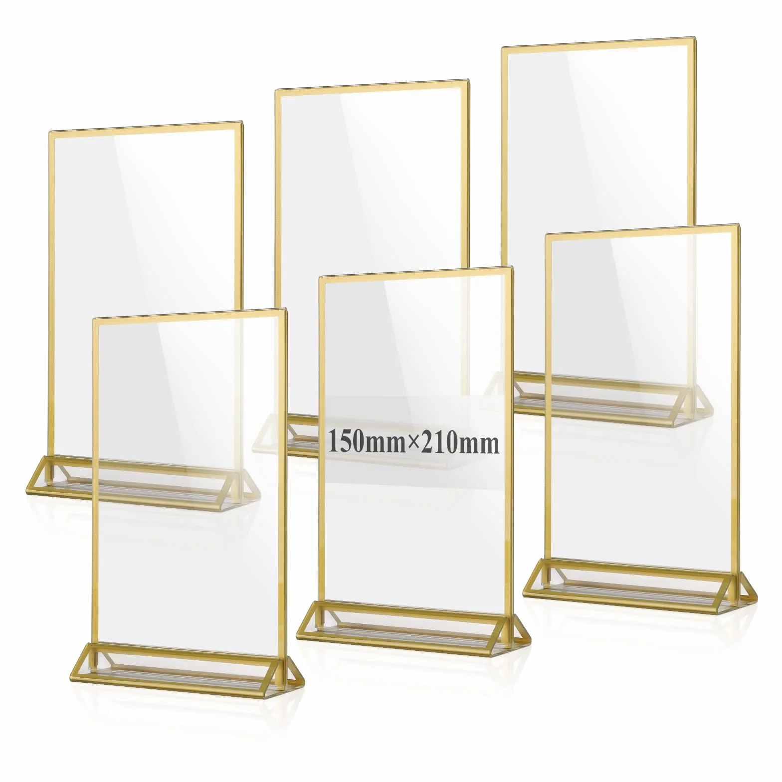 efuturetime 6PCS Porta Menu da Tavolo A5 in Acrilico, Espositore Plexiglass Verticale, Cornici Doppia Faccia per Menu, Foto, Matrimonio, Pubblicità, Ricevimento