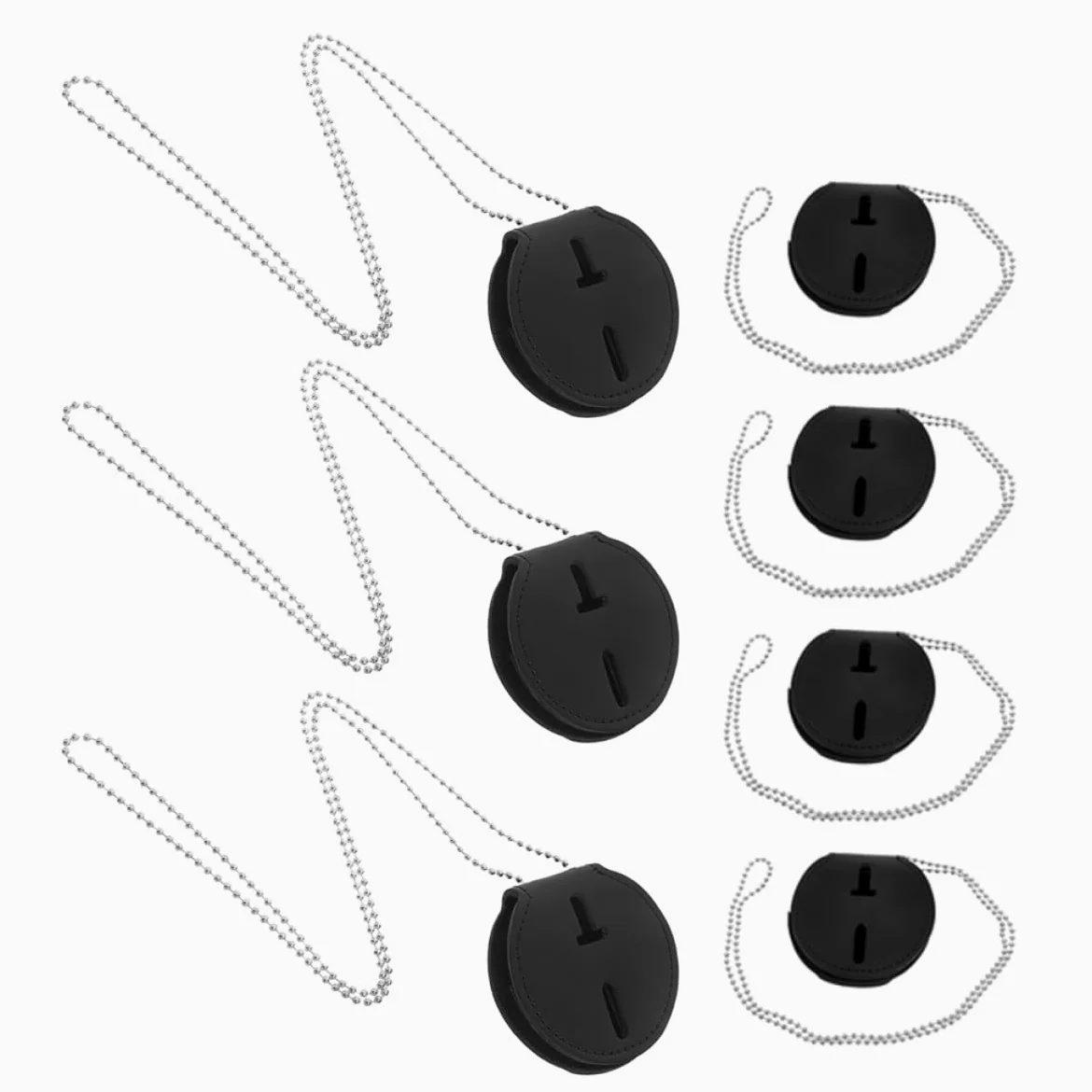 VILLCASE Porta Badge in Pu 7pezzi con Catena e Clip Rotonda per Distintivi da Lavoro