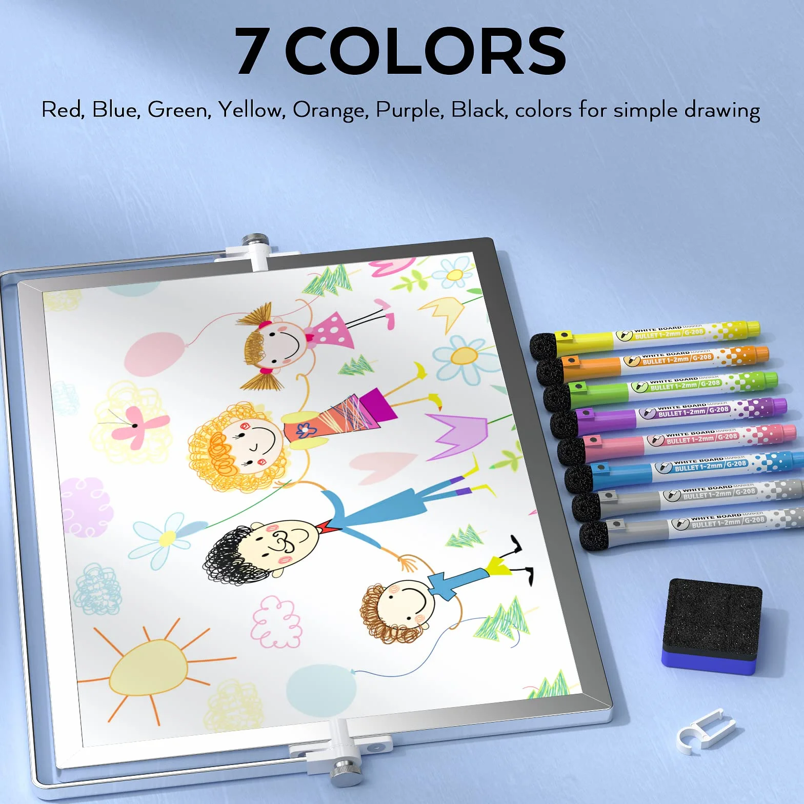 Nicpro A3 Magnetica Lavagna Cancellabile con supporto 40 x 30 cm Piccola Lavagna Bianche Con 8 Pennarello, 1 Gomma a Secco Per Disegno, Scuola, Casa, Ufficio - Doppia Faccia Mini Lavagna