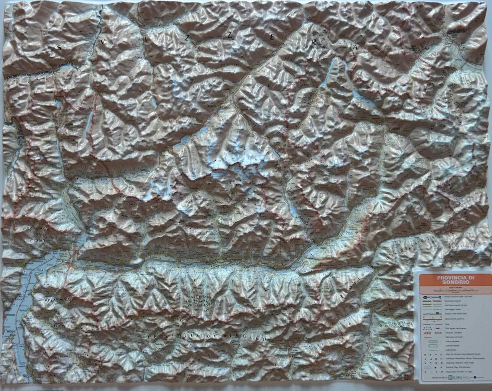 Provincia di Sondrio 1:150.000 (carta in rilievo senza cornice)