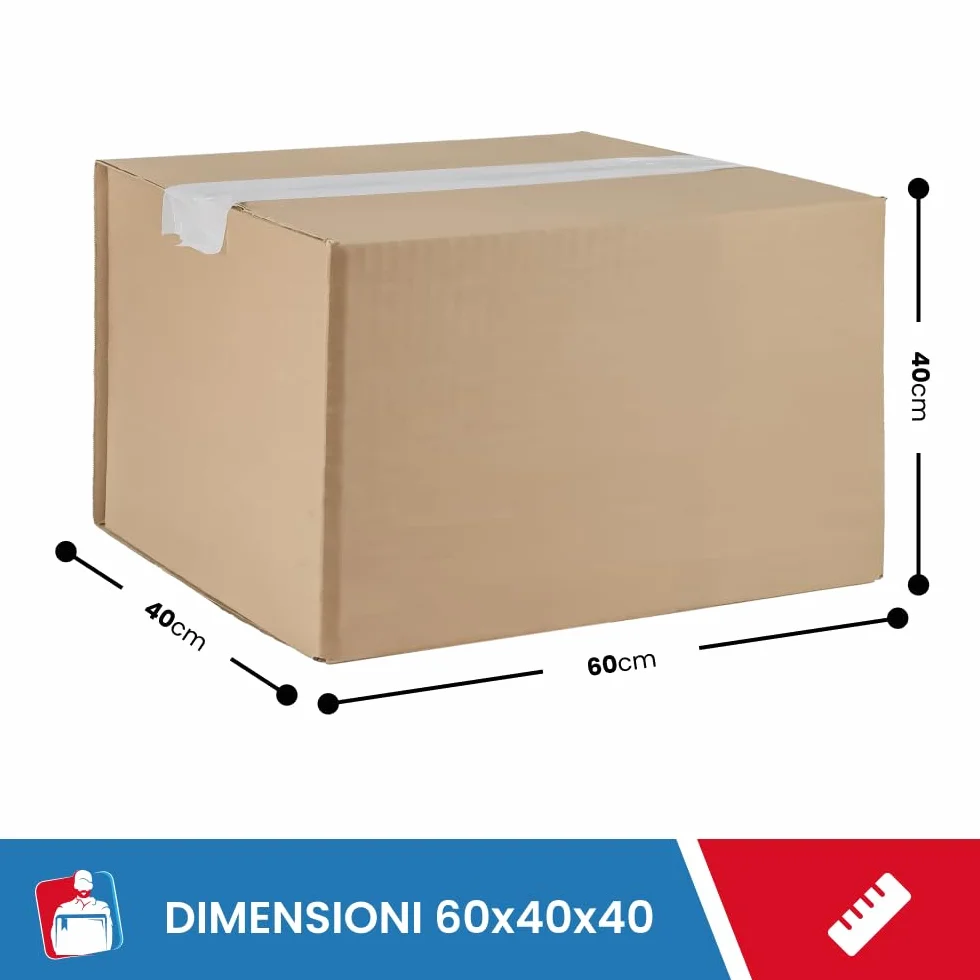 Scatole Cartone a Doppia Onda 60x40x40cm 10 Unità Trasloco Resistenti Spedizioni