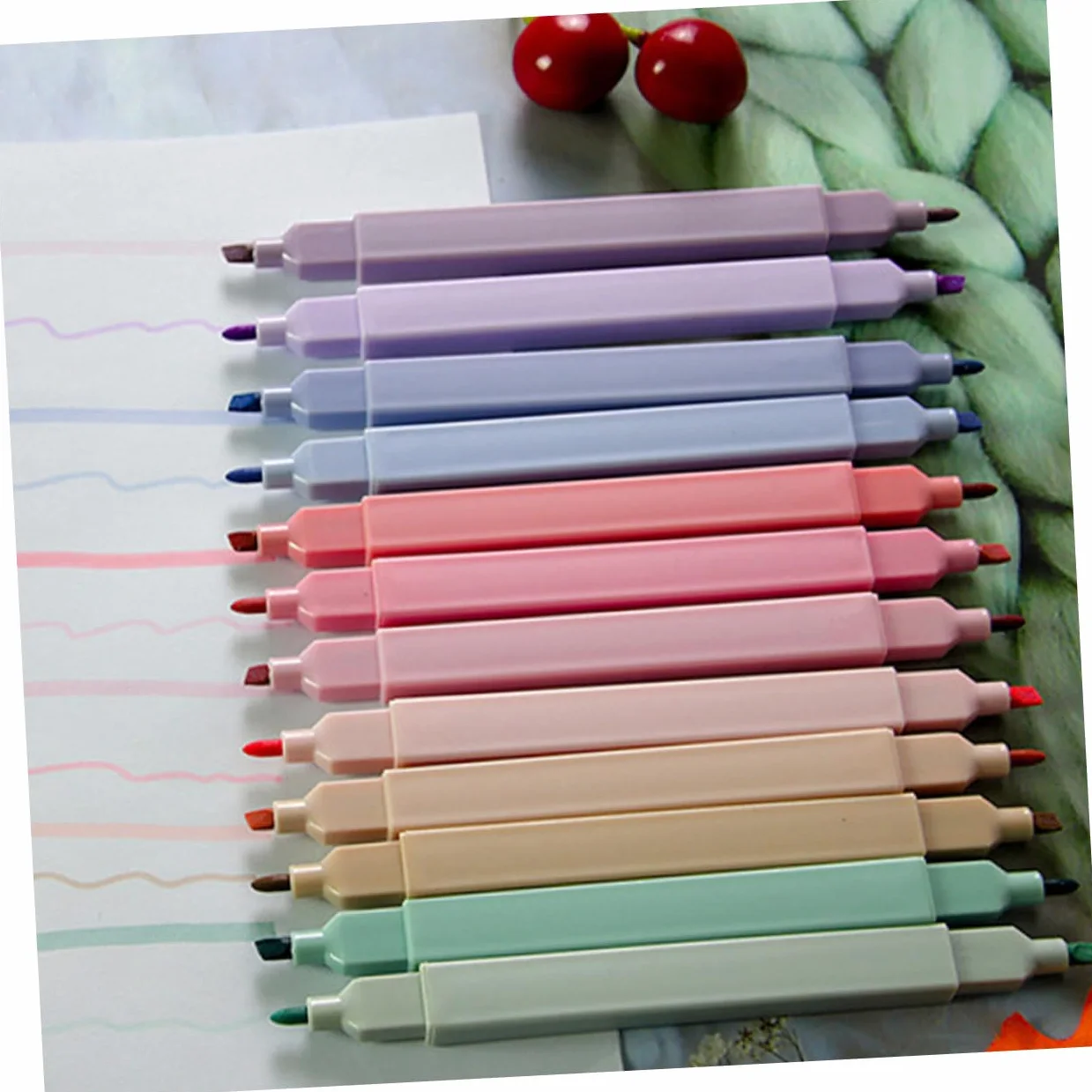 24 Pennarelli Evidenziatori A Doppia Testa Penne Colorate Fluorescenti Pennarelli Per Disegno E Pittura Per Scuola