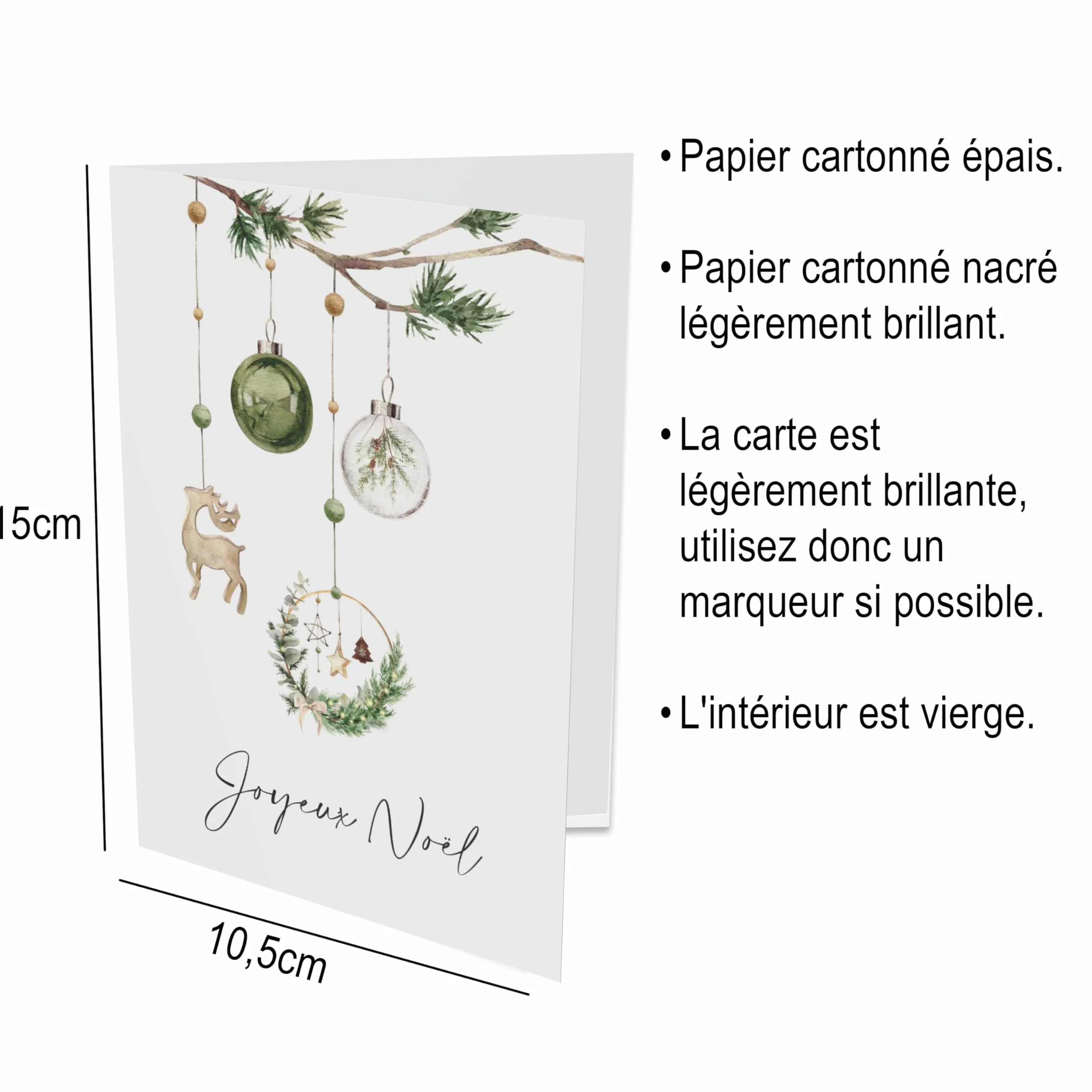 Set de 30 Cartes de Noël A6 avec Enveloppes Blanches – Cartes Festives