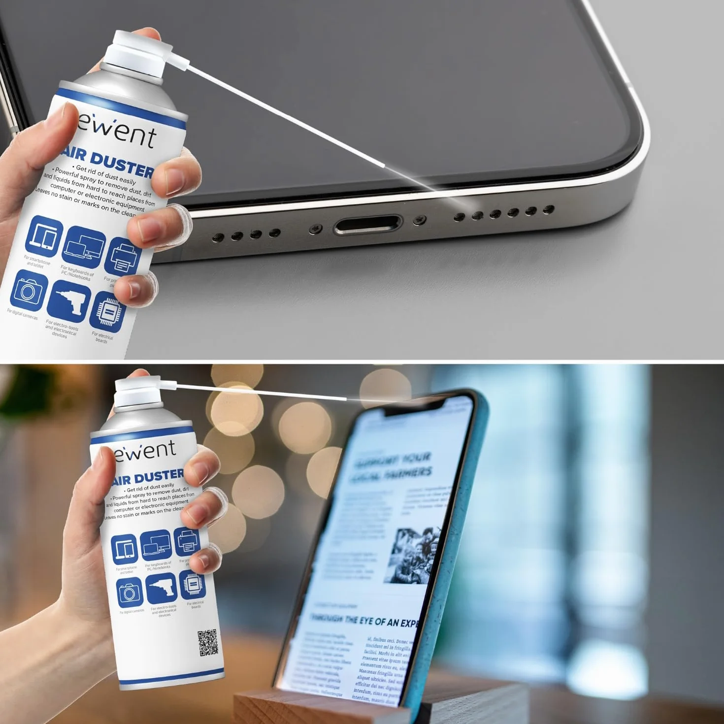 Ewent Spray aria compressa 400 ml con cannuccia lunga per pulizia tastiere computer