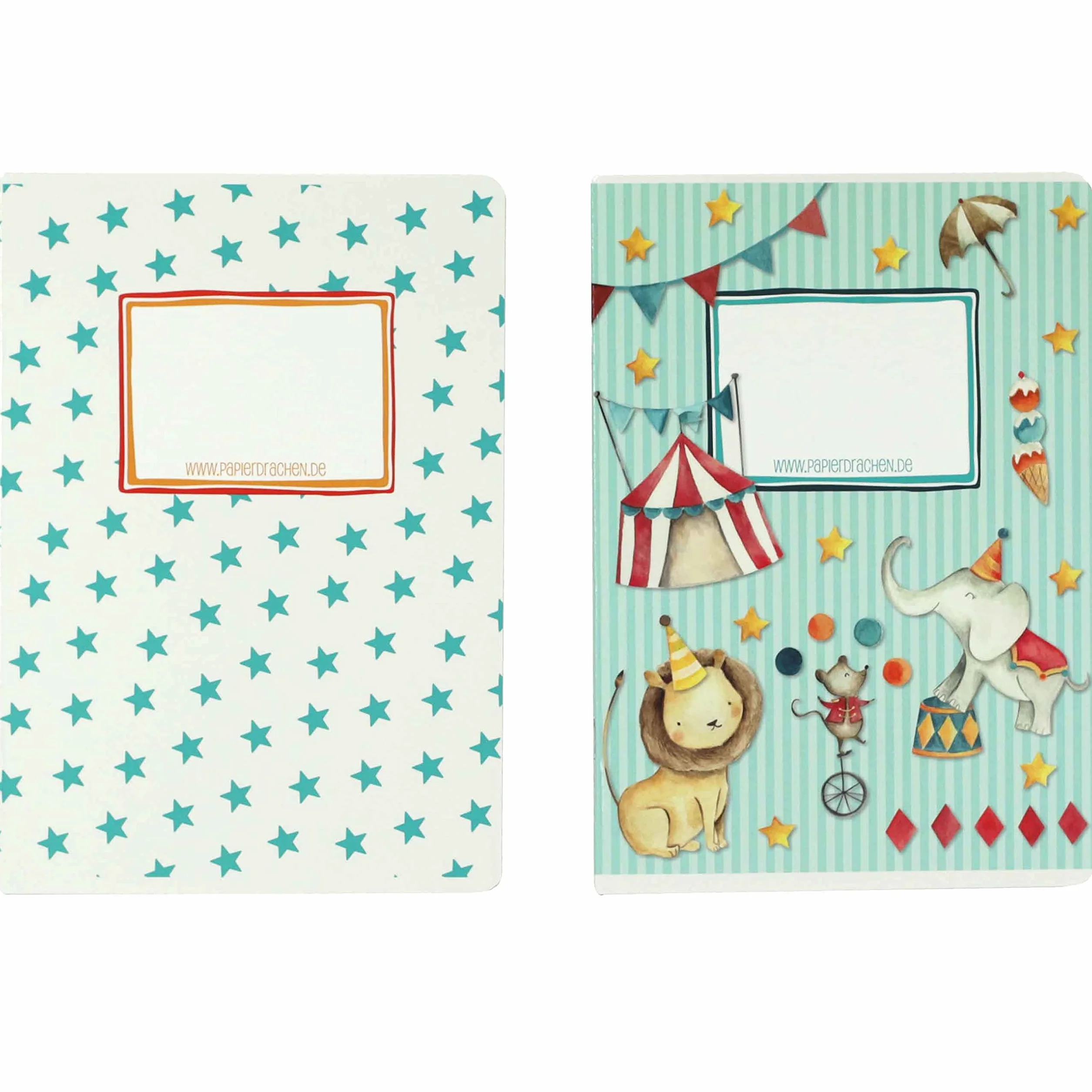 4 quaderni DIN A5 a righe e quadretti 32 pagine per bambini circo scuola elementari