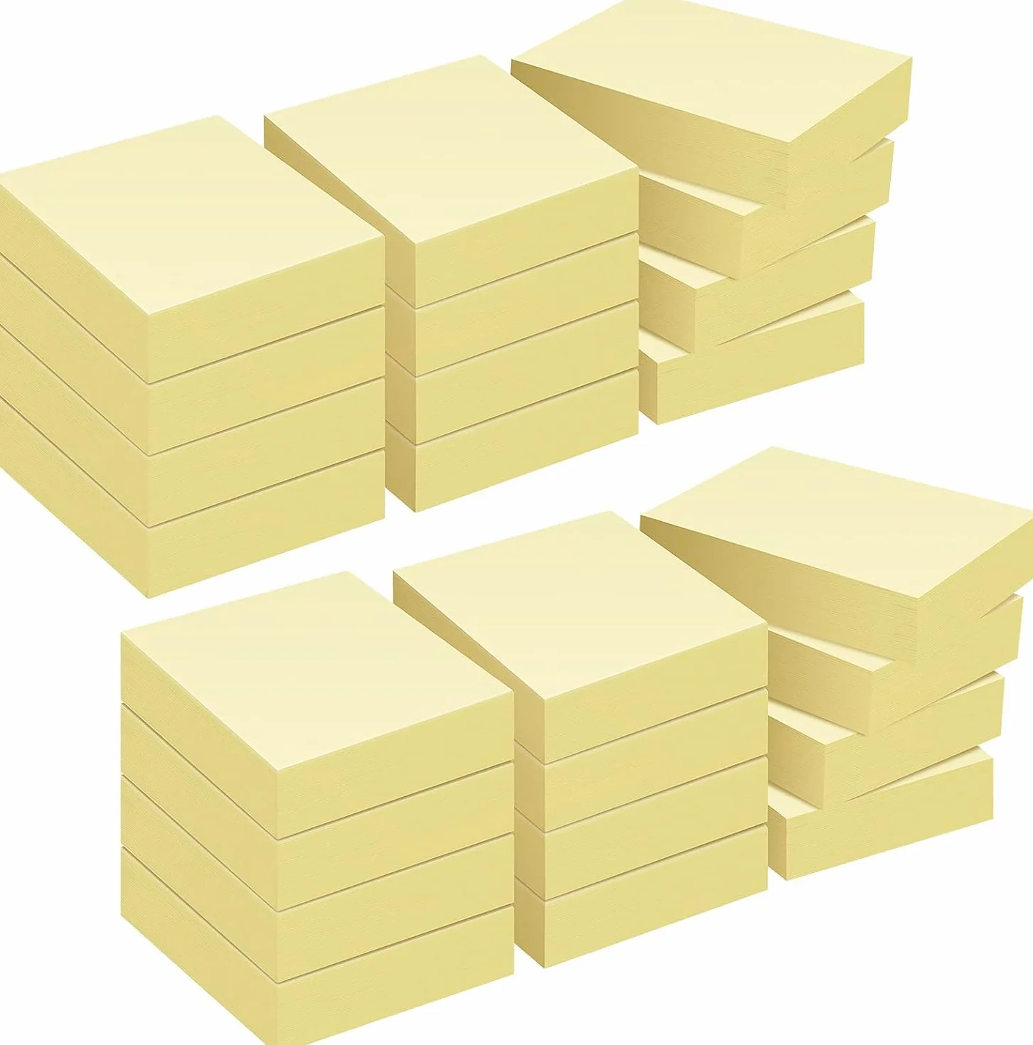Foglietti Adesivi 51 x 38 mm 2400 Fogli Giallo Chiaro 24 Blocchetti