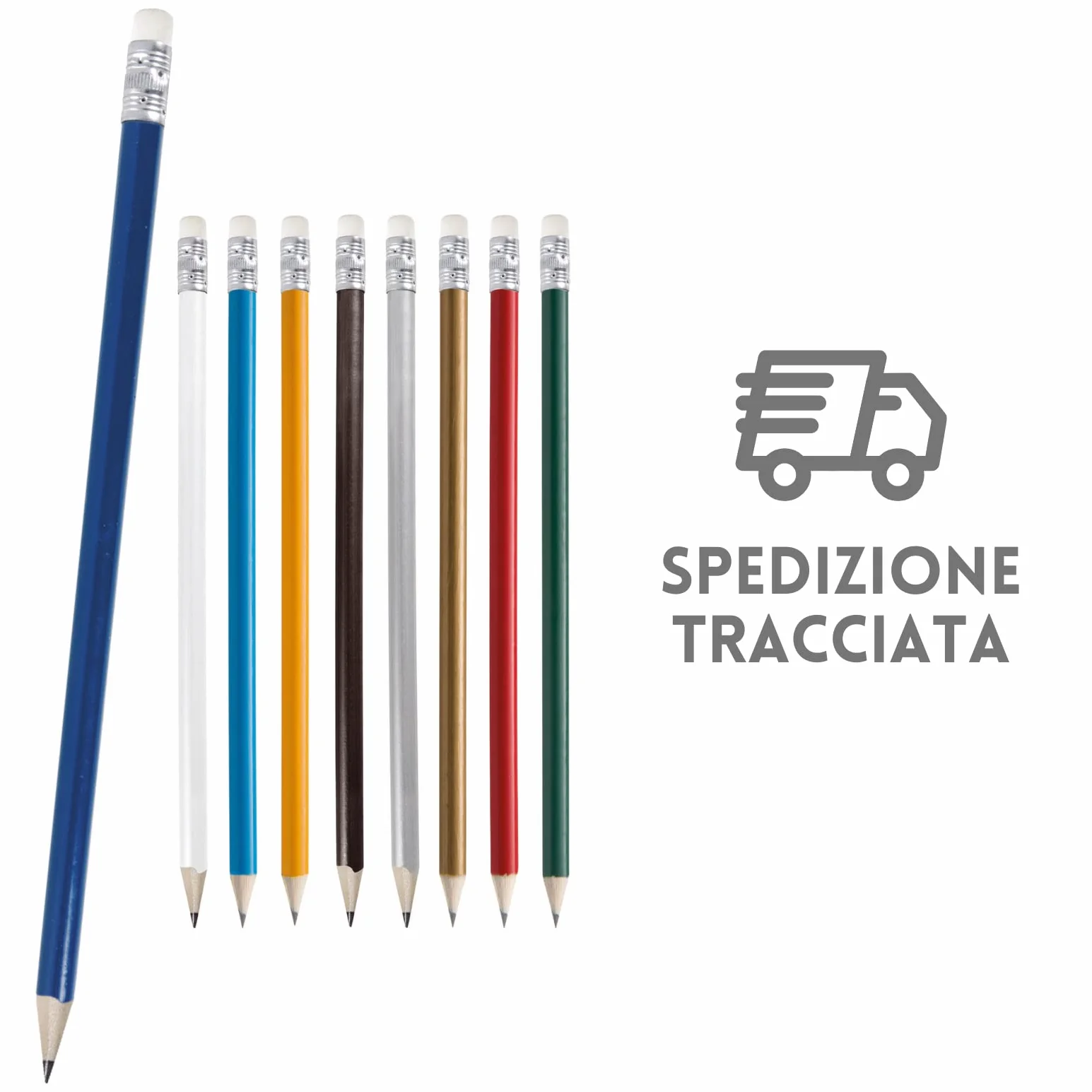 Matite Personalizzate in stock da 100 pezzi con il tuo Logo o Messaggio per Eventi Matrimoni Fiere Laurea Regali Aziendali (100)
