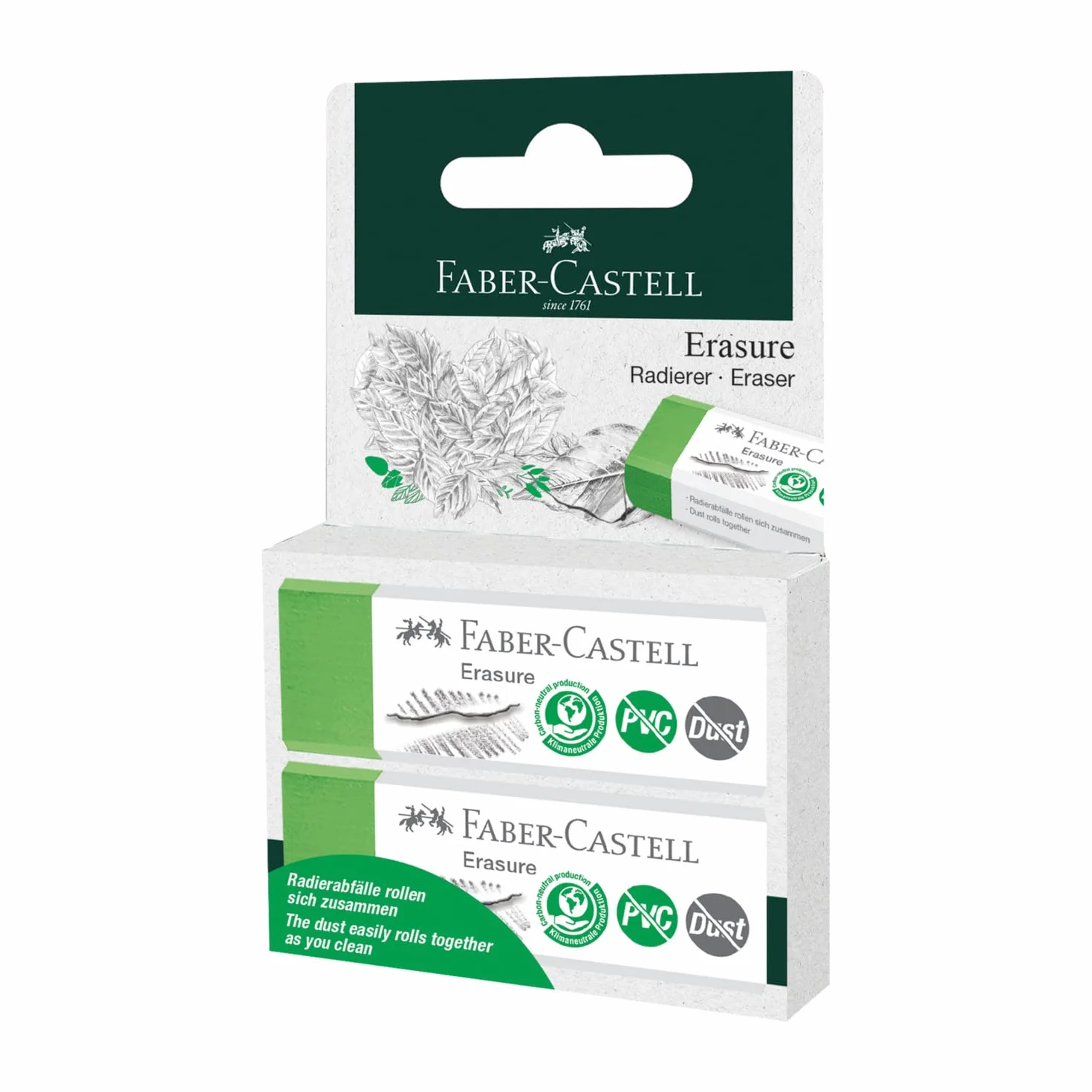 Faber-Castell Gomma per cancellare senza PVC e senza polvere, confezione da 2
