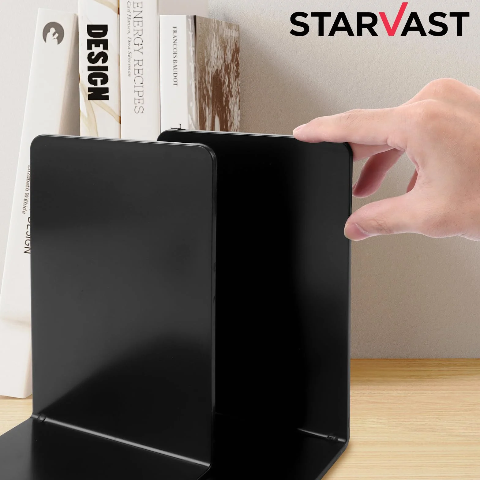 STARVAST 20 fermalibri in metallo, 17 x 12 x 11,8 cm, con tappetino antiscivolo, supporto per lettura, per scuola, ufficio e casa, nero