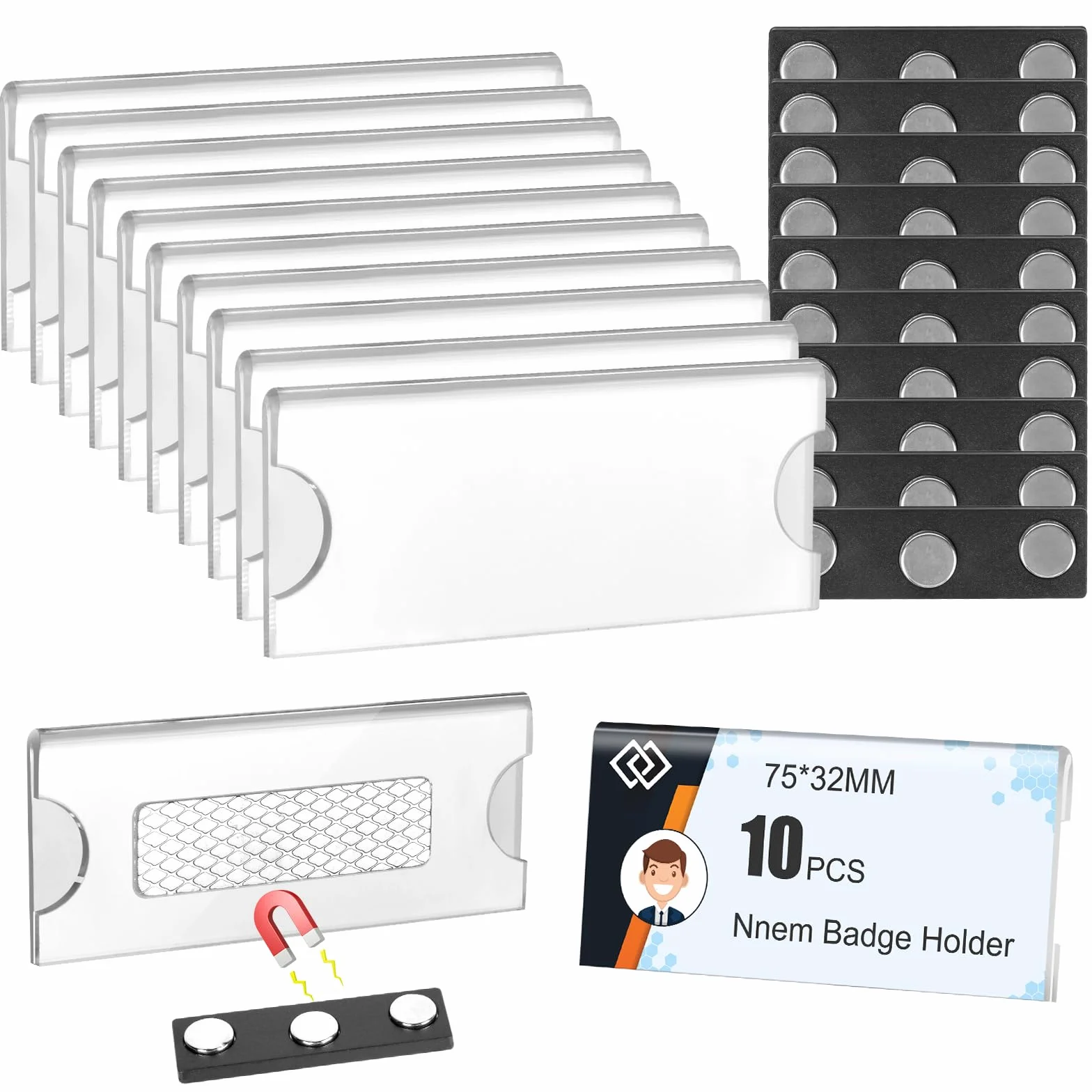 Targhette Magnetiche Porta Badge 10 Pezzi con 3 Magneti Al Neodimio per Giacche
