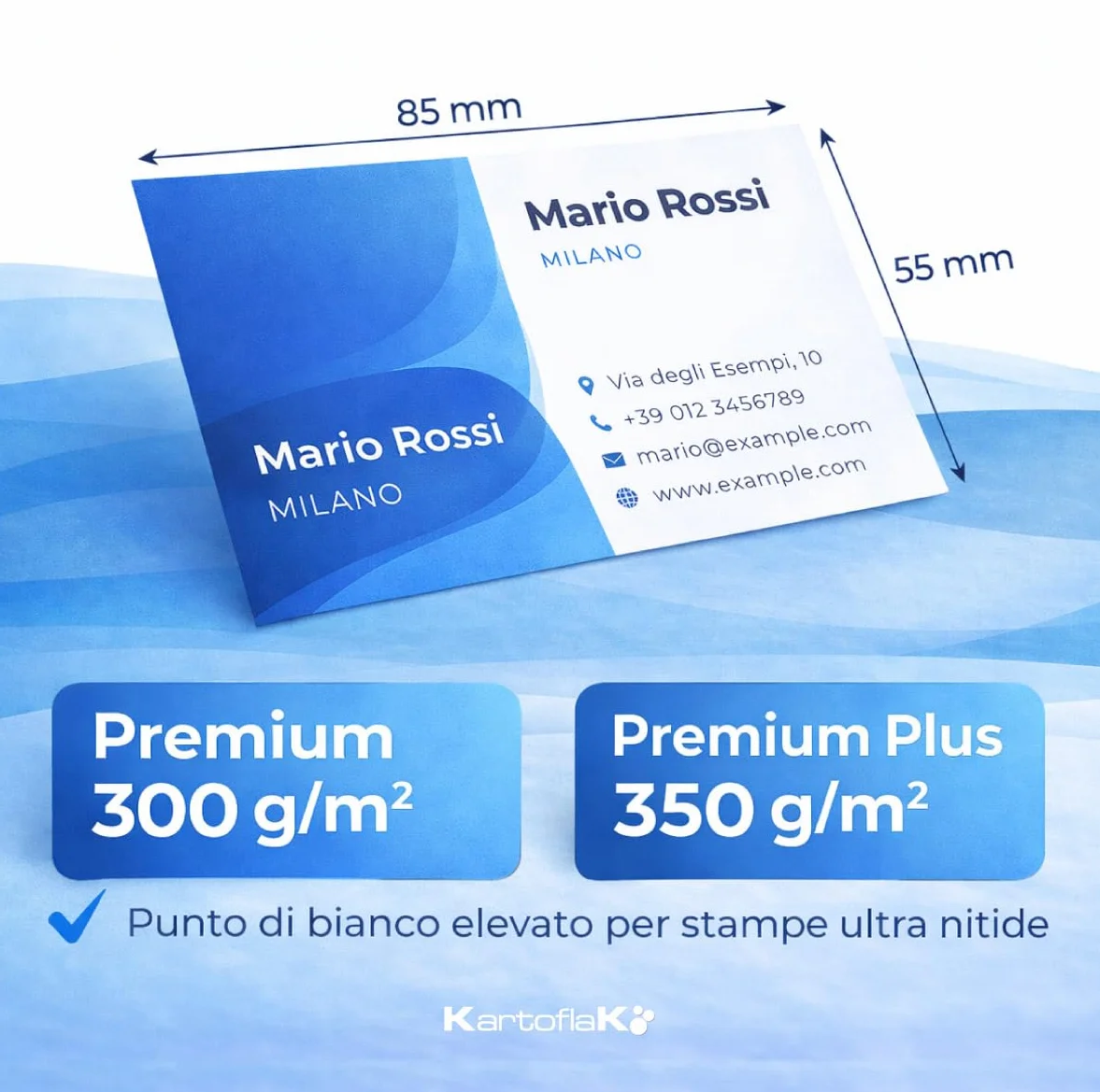 Biglietti da Visita Personalizzati 85x55 mm Stampa Fronte Retro Logo QR Code Carta Opaca Premium 250 Pezzi