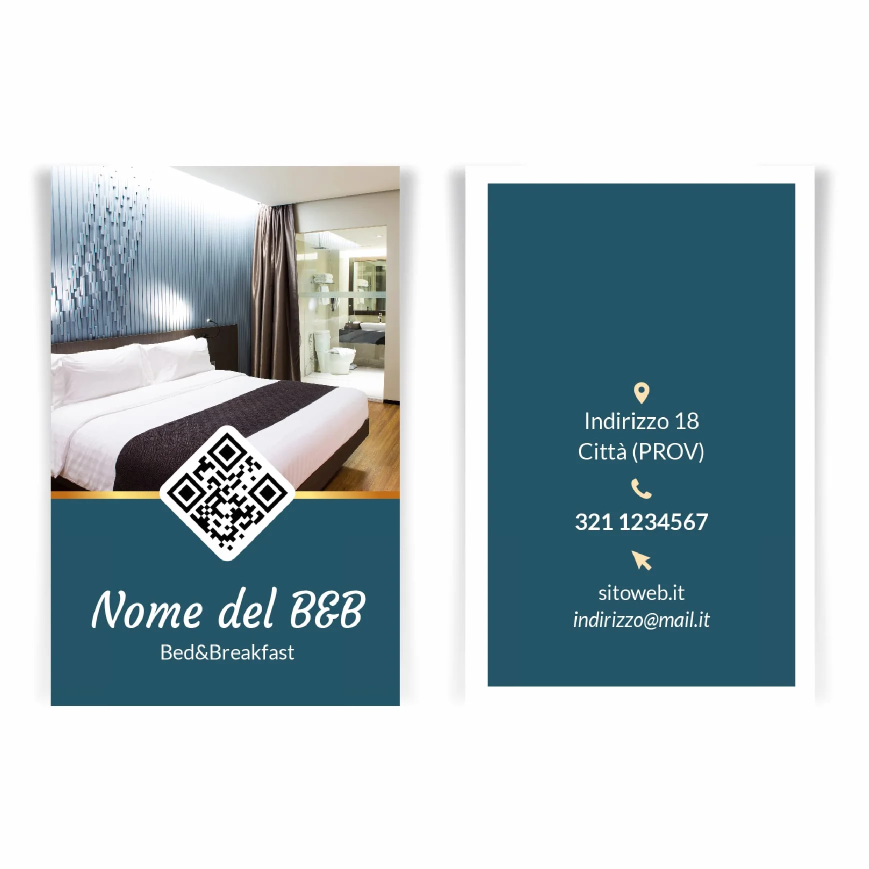 Biglietti da Visita personalizzabili Fronte Retro - Con codice QR - Maps - Personalizzabili Online - Bed & Breakfast - Hotel - Affittacamere (100)