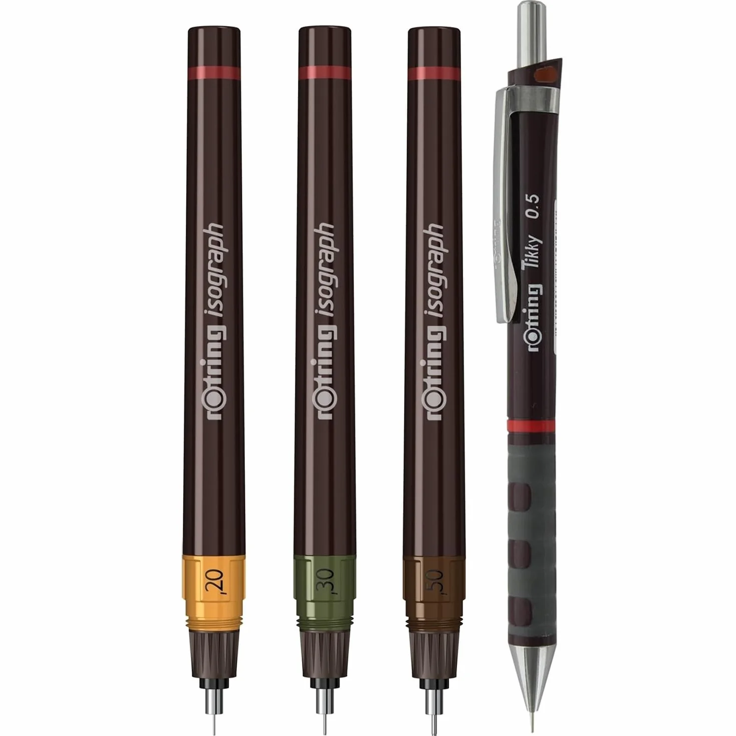 rOtring Isograph Set 3 penne tecniche punta fine 0,20 0,30 0,50 mm taccuino