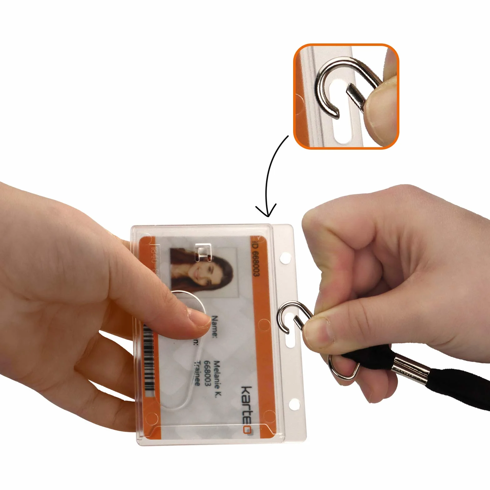 Karteo® fodera per documenti con porta badge da collo in policarbonato nero