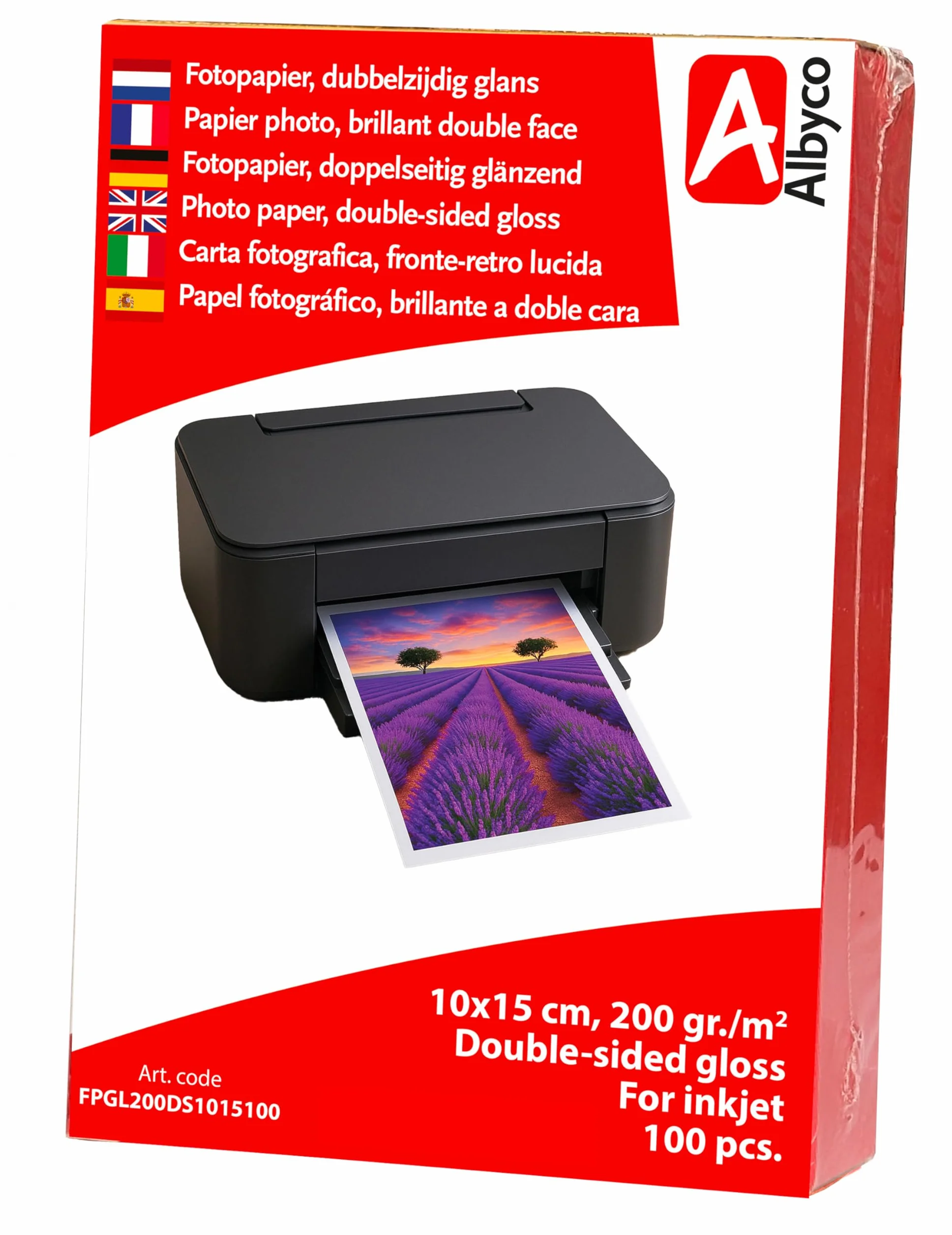 Carta Fotografica Albyco 10x15 cm Lucida 200 gr/m² 100 Fogli Stampa fronte-retro