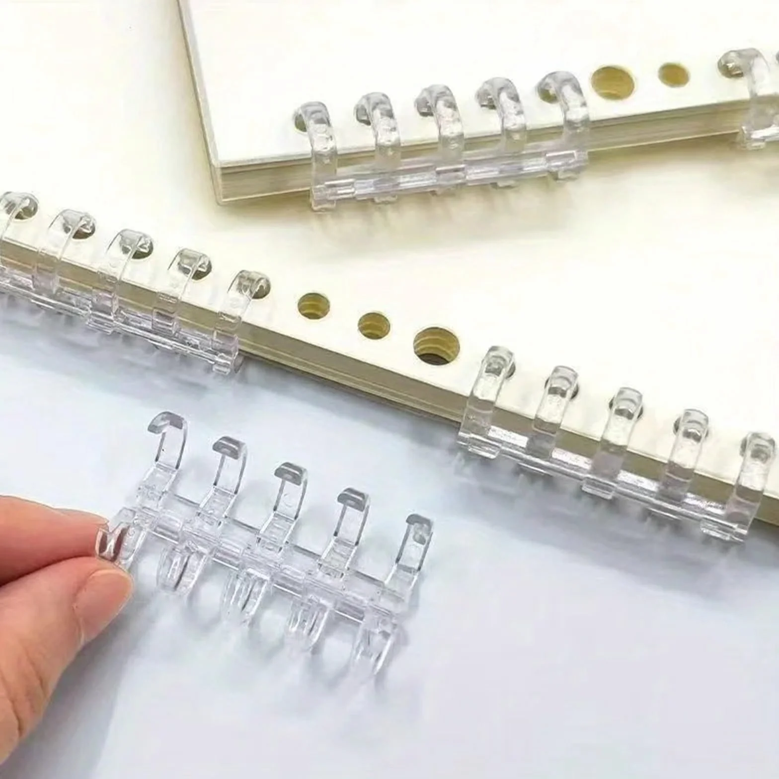 Meccanismo per raccoglitori ad anelli, formato A5, 50 pezzi, dorso in plastica, pettine rotondo, forniture per ufficio per organizzazione e conservazione di documenti