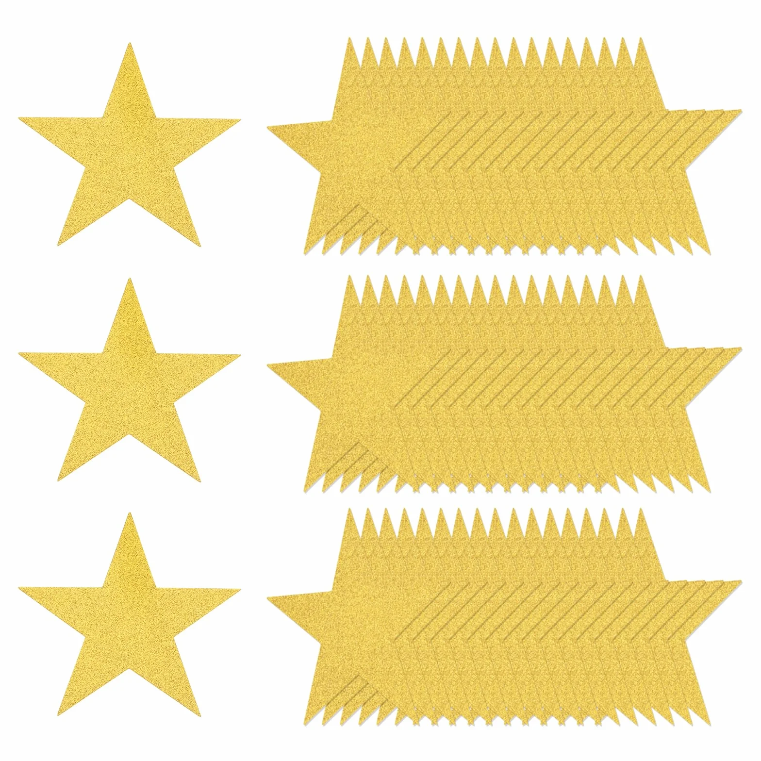 QUARKZMAN 80 Pezzi Stelle Brillanti Ritagliate da 5 Pollici, Coriandoli Dorati per Decorazioni Parete Lavagna Party
