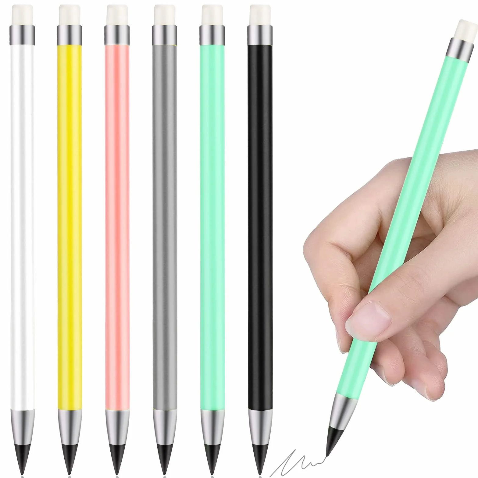 Runmeihe Matita eterna Penna senza inchiostro 6 pezzi Colori assortiti
