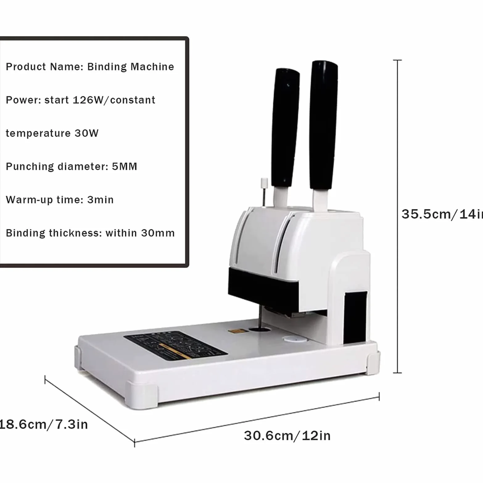 Accessori per Ufficio, rilegatrice con Colla a Caldo, rilegatrice per Coupon finanziari, Spessore Rilegatura 30 mm, Fino a 300 Fogli di Carta da 70 g/m², Adatta per la Rilegatura d