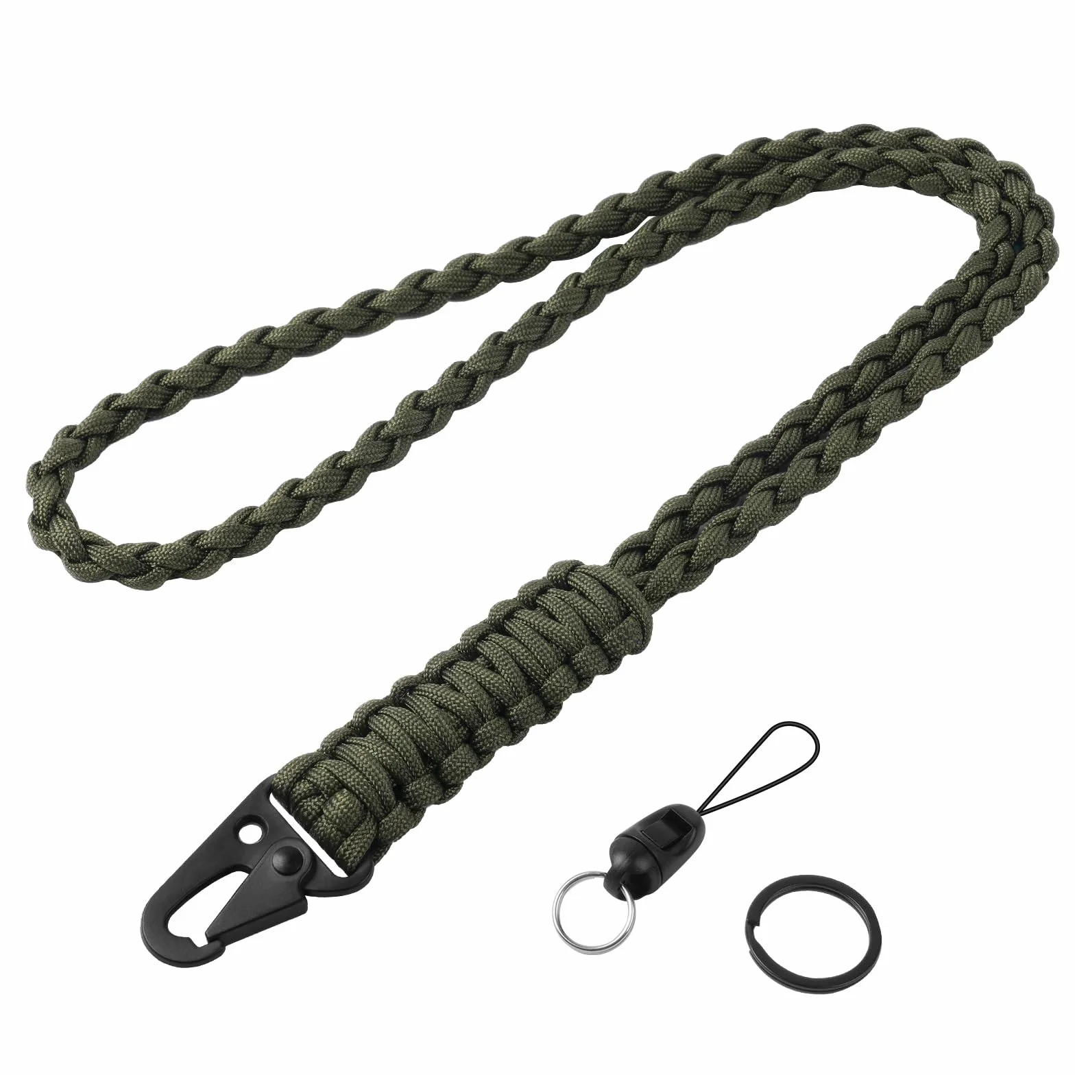 Vicloon Portachiavi Paracord Intrecciato con Moschettone per Chiavi Badge Campeggio Verde Militare