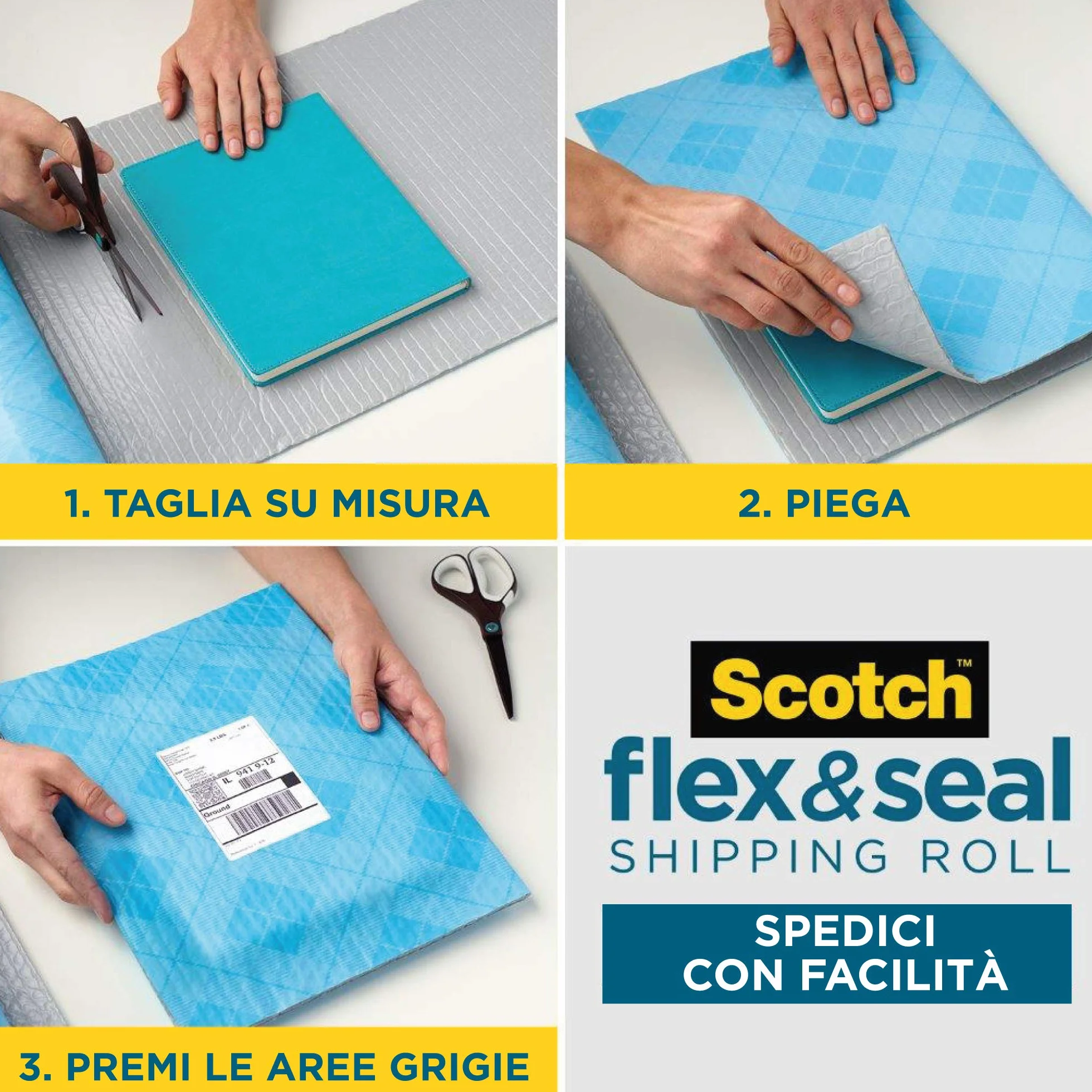 Scotch Flex & Seal Rotolo di Spedizione 38 cm x 6 m Imballaggio Alternativa a Poli Mailer