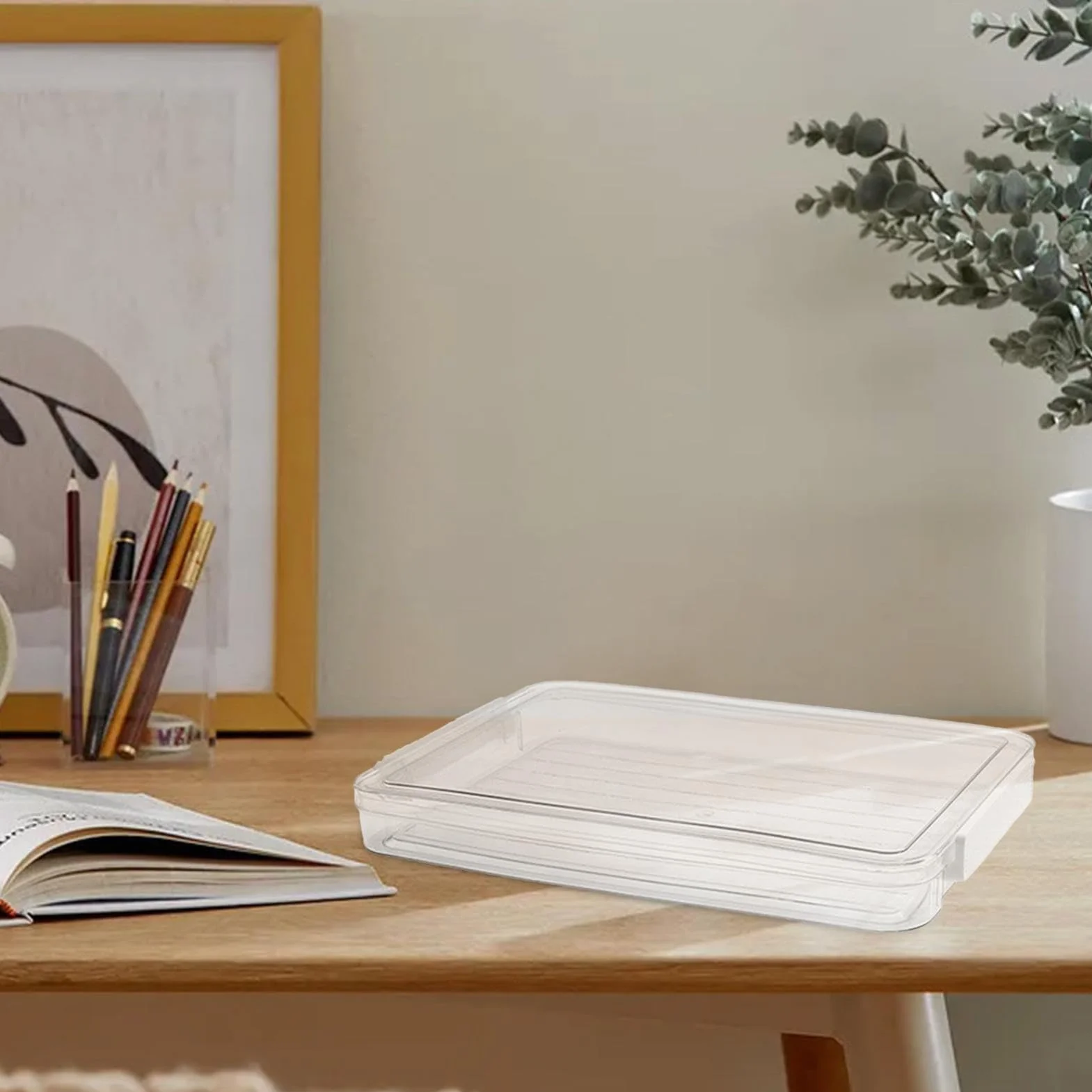 Scatola portaoggetti A4 Borsa portatile per progetti contenitore per documenti con coperchio salvaspazio