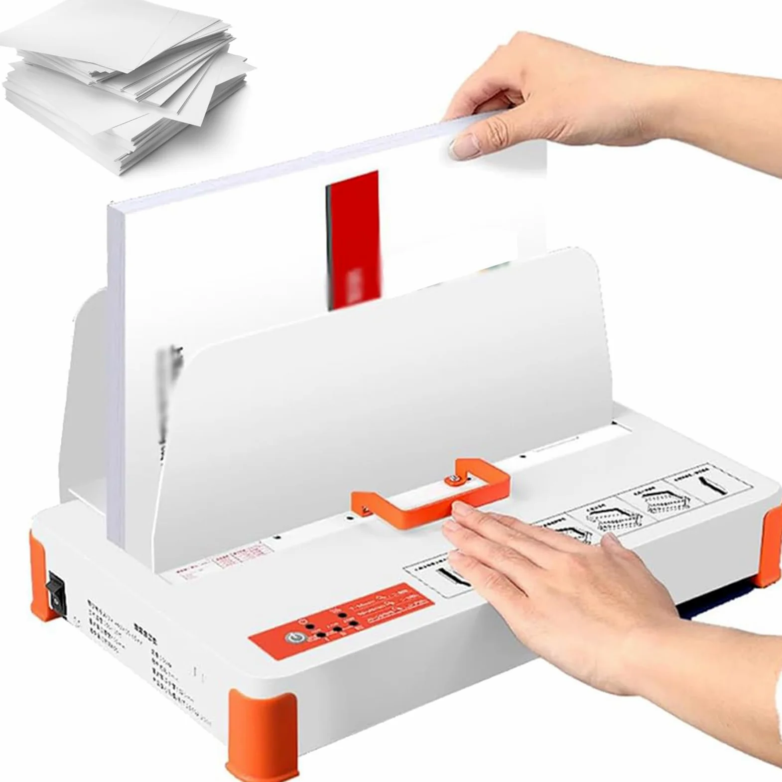 Binding Machine - Rilegatrice termica resistente, 500 fogli, per rapporti, contratti e fatture, con 25 buste in PVC bianco