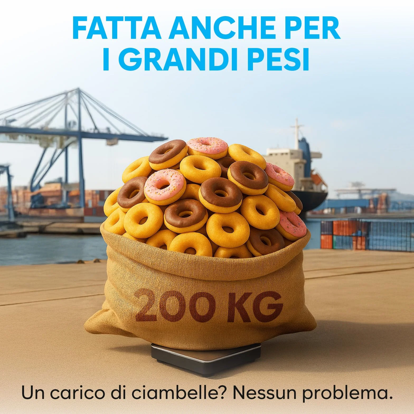 Bilancia Professionale 200 kg/10 g Alta Precisione con Funzione Hold/Tara per Pacchi Bagagli Uso Industriale