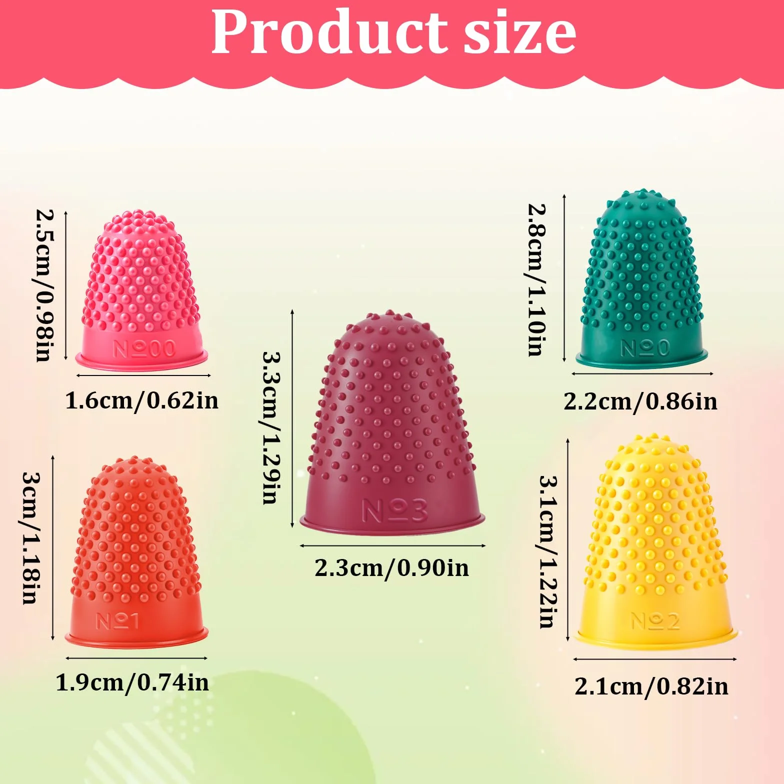 Protezioni per dita in silicone riutilizzabili, 5 misure e colori, per contare denaro e scrivere